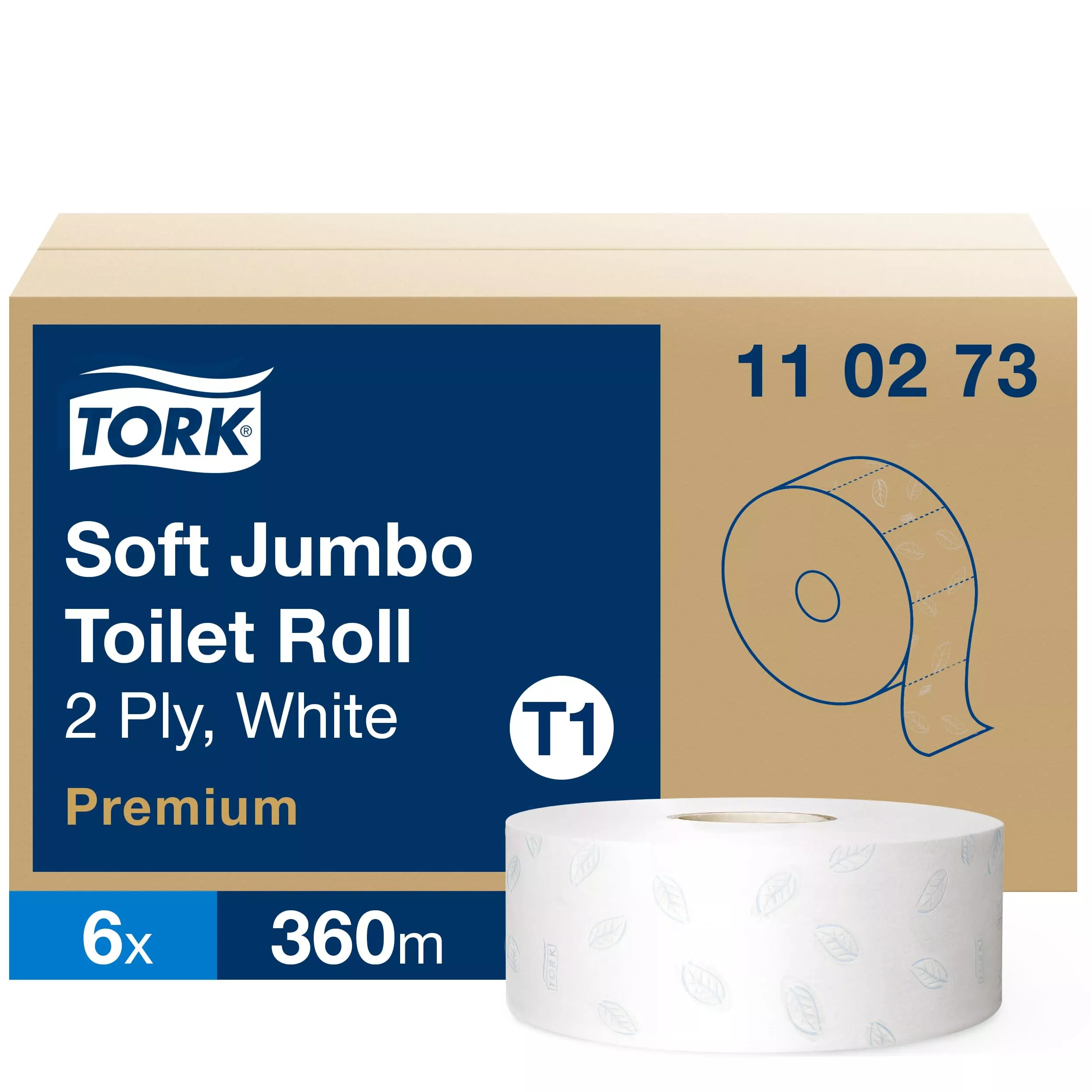 Tork weiches Jumbo Toilettenpapier Weiß T1, Premium, 2‑lagig, 6 × 360 m, 110273