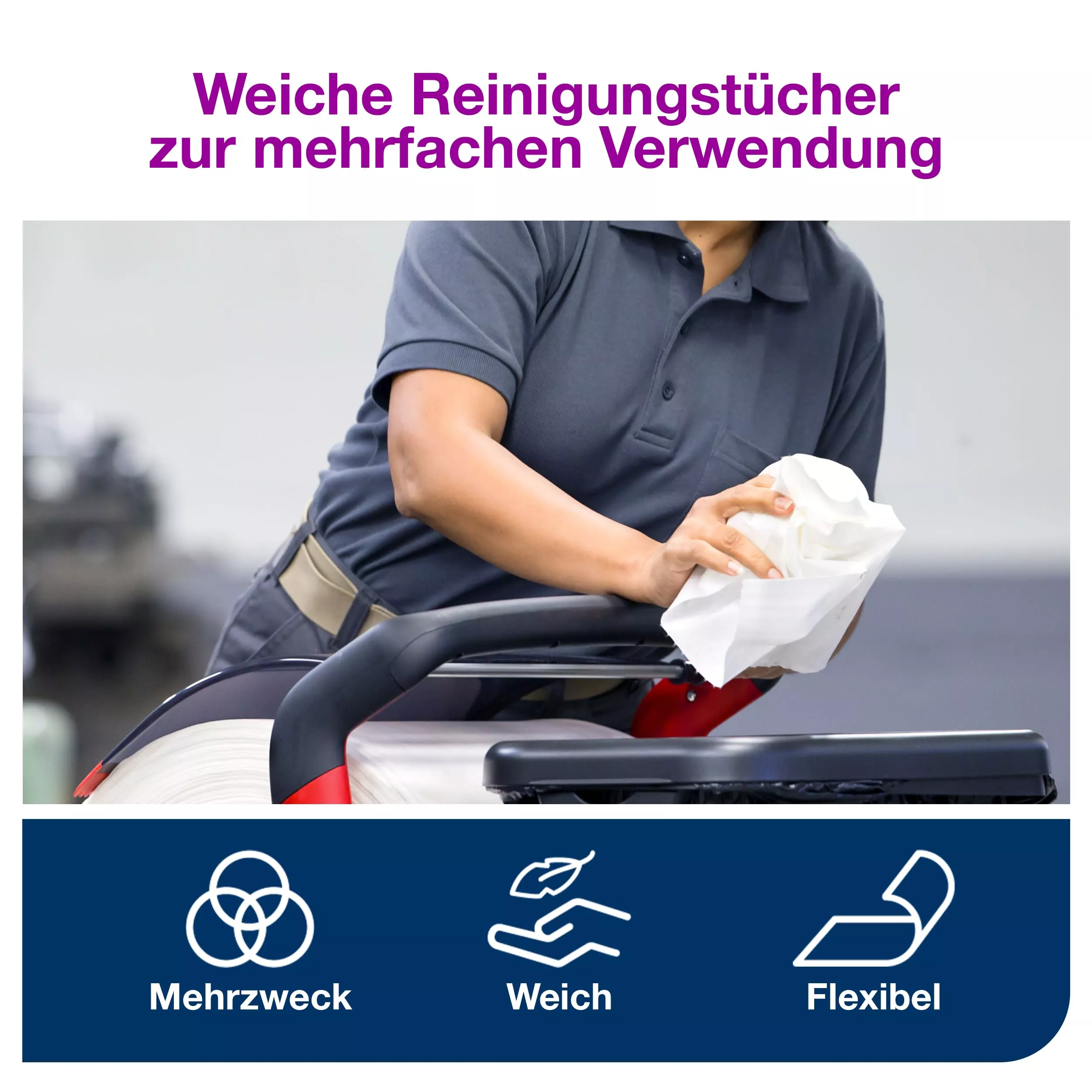 Tork Reinigungstücher Rolle Weiß W1, mehrfach verwendbar, 1 × 1.000 Tücher, 510104