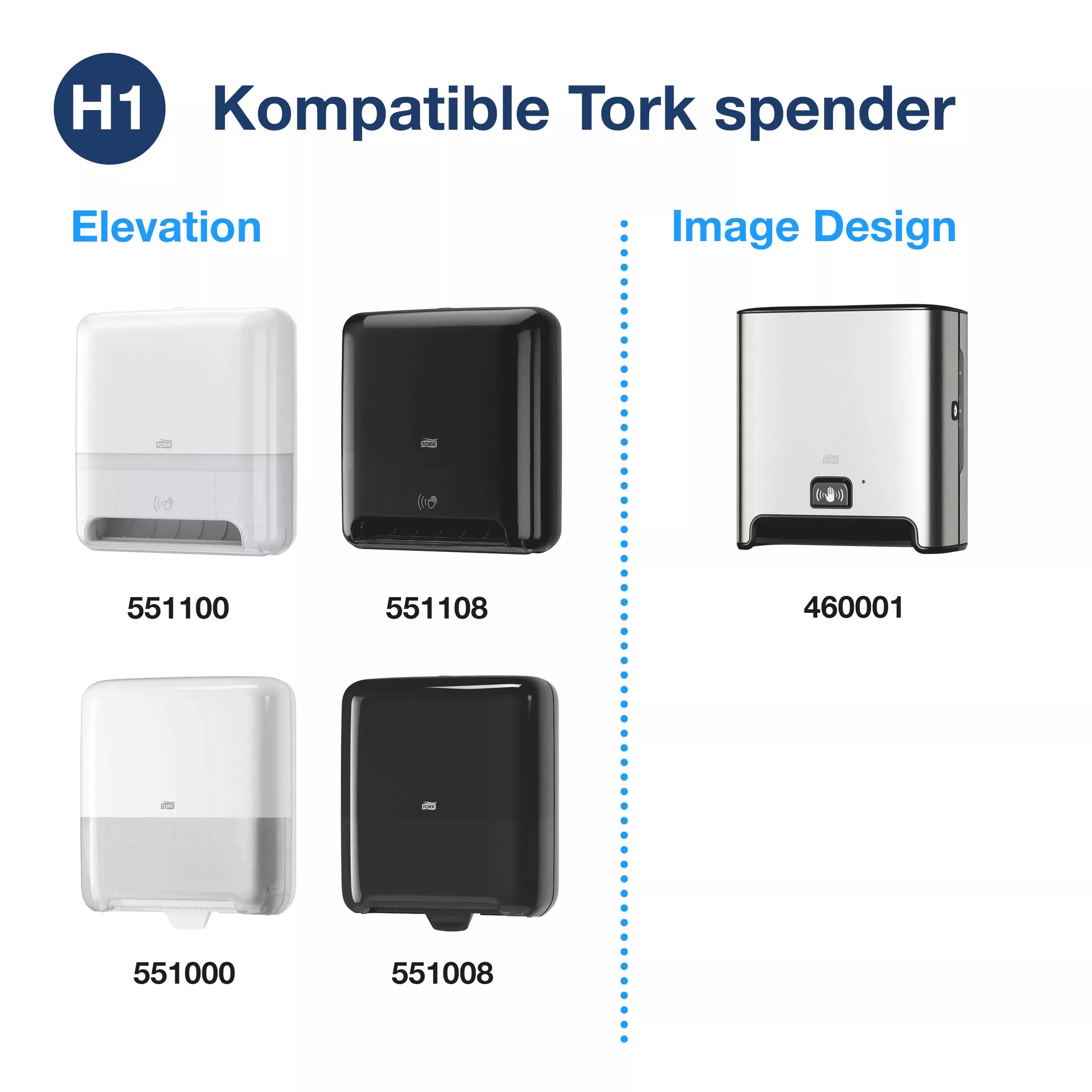 Tork Matic® Soft Papierhandtücher Weiß mit blauem Blätterdesign H1, Premium, hohe Saugfähigkeit, 6 Rollen mit je 100 m, 290016