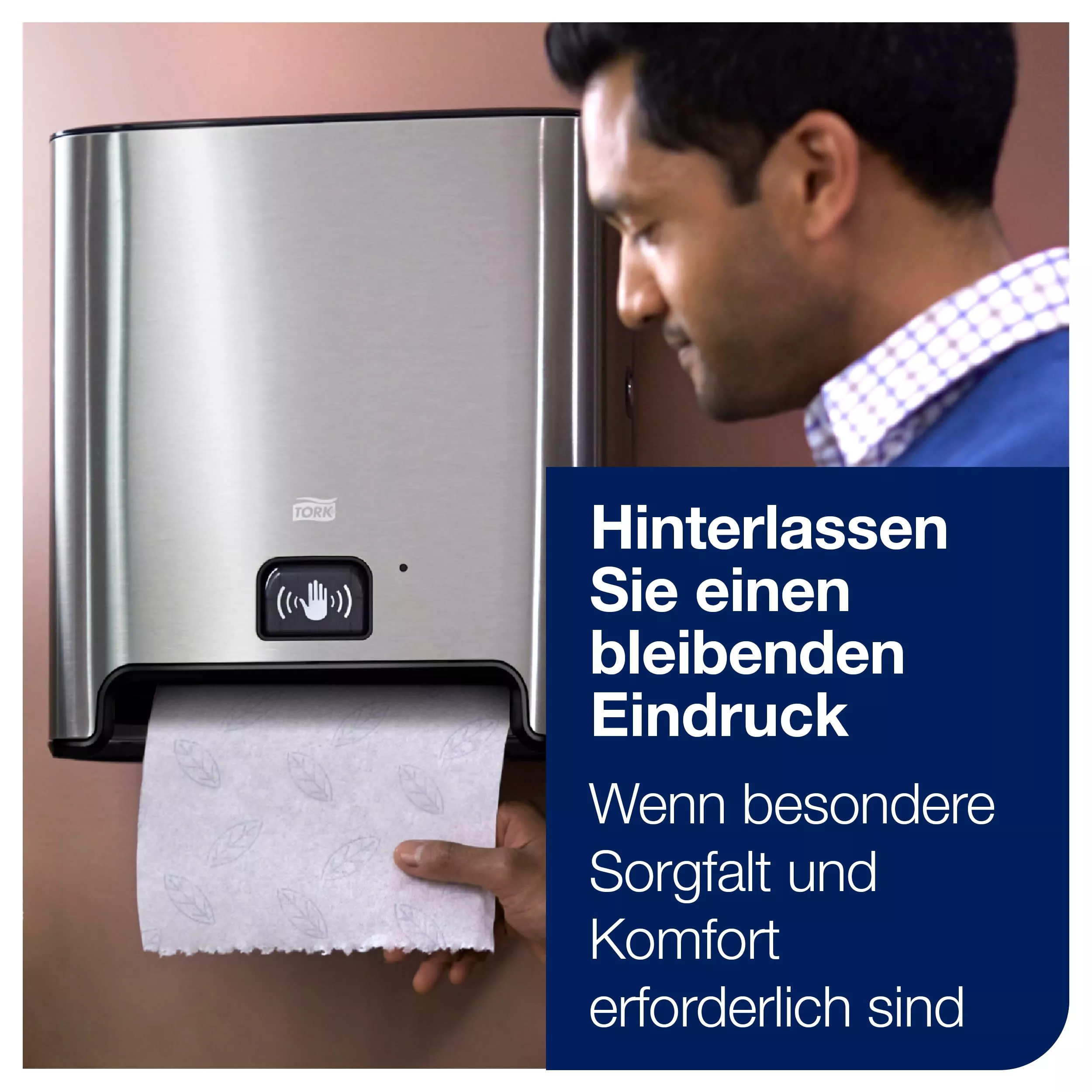 Tork Matic® Sensorspender für Papierhandtuchrollen rostfreier Edelstahl H1, Einzeltuchentnahme, Image Design, 460001