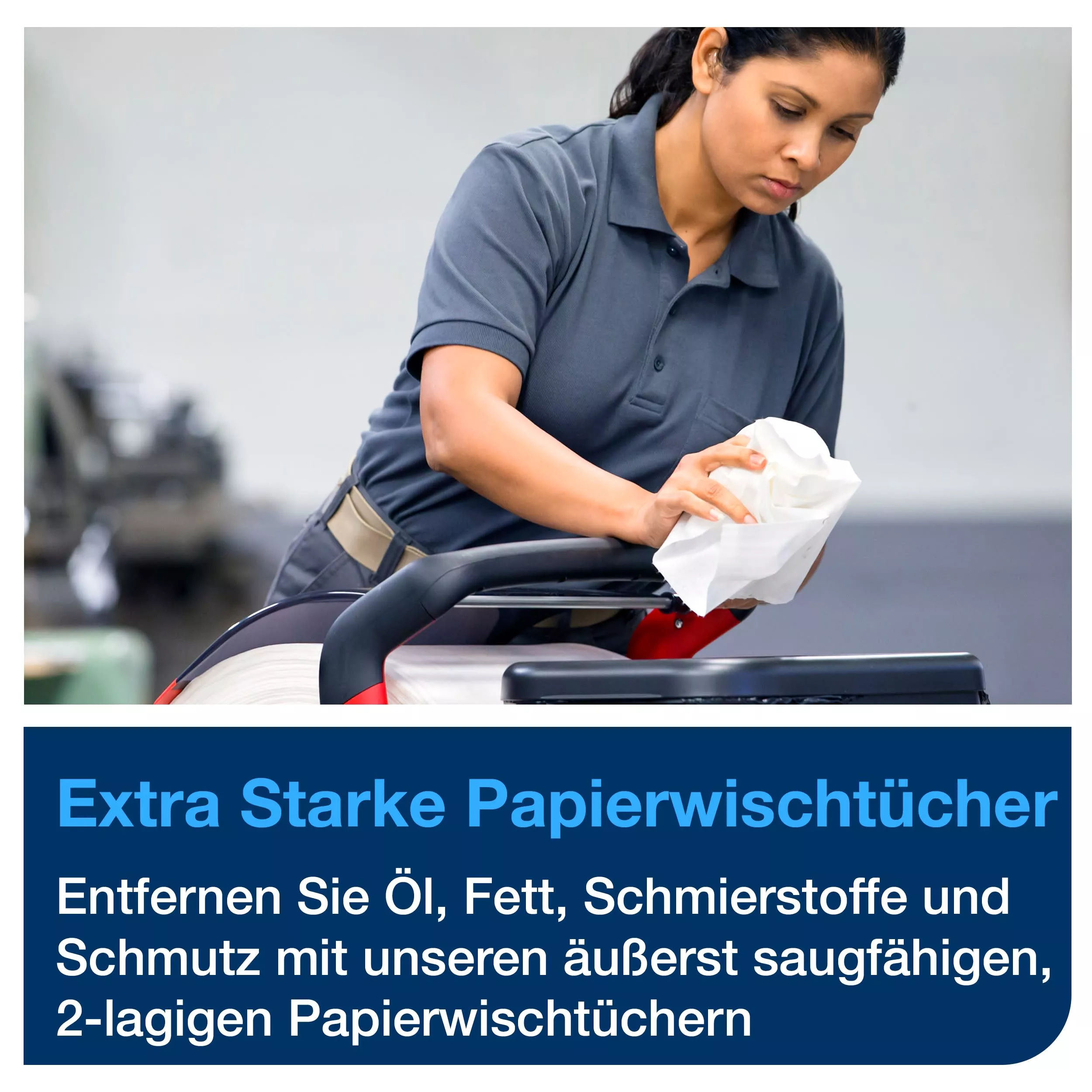 Tork Extra Starke Industrie Papierwischtücher Blau W1, Hohe Saugfähigkeit, 1 × 750 Blatt, 130080