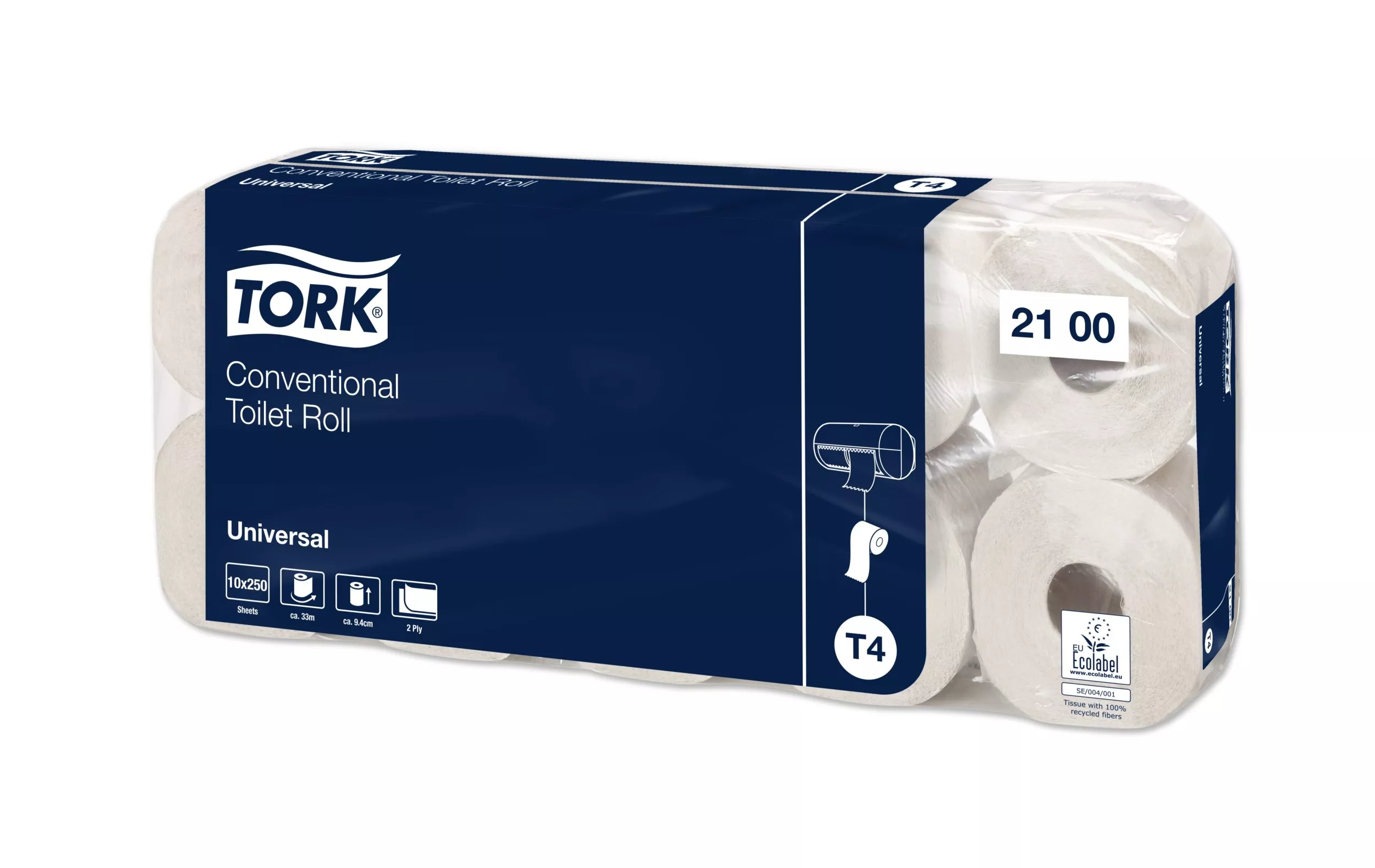 Tork Toilettenpapier Kleinrollen T4 Universal 2-lagig Tissue 6x10 Rollen à 250 Blatt