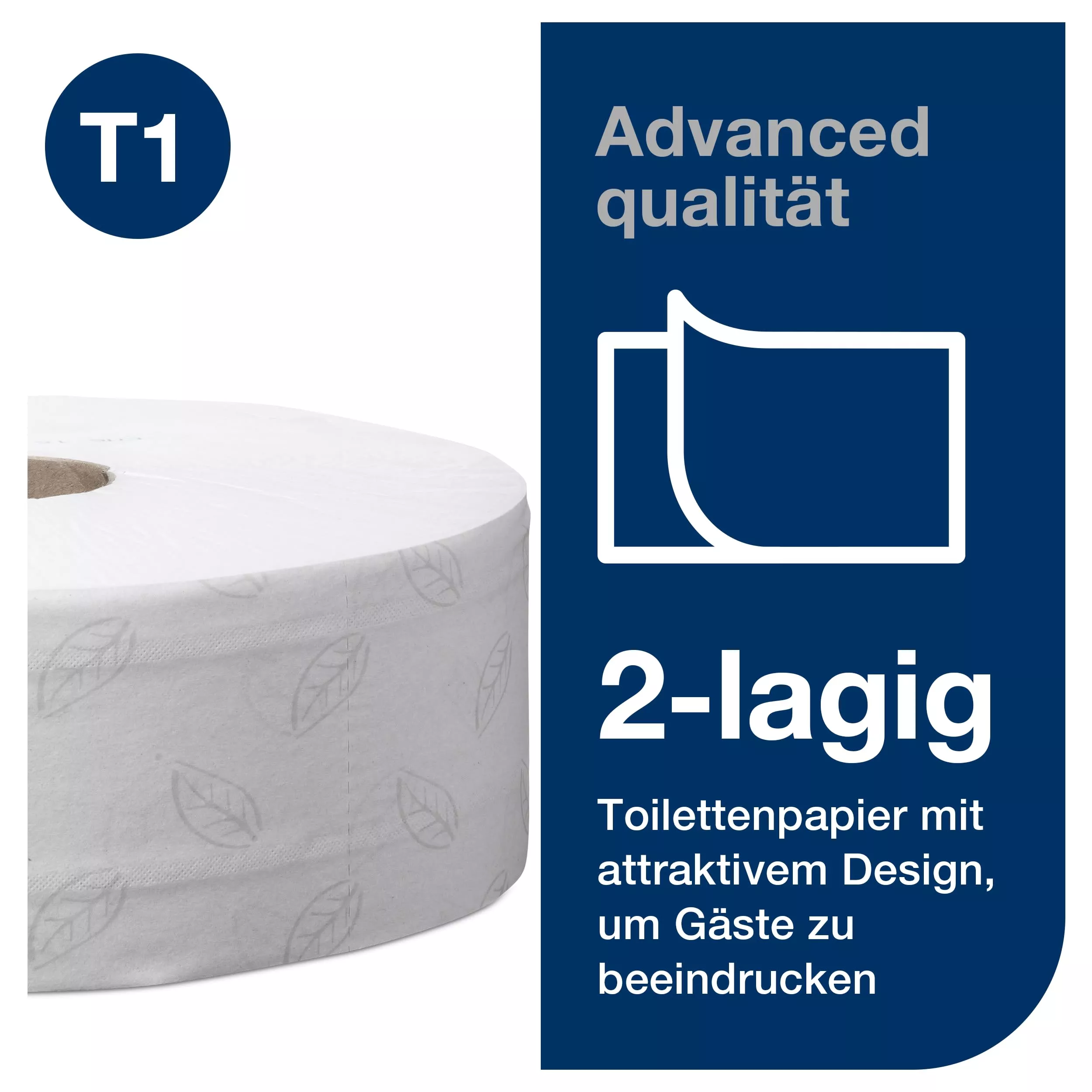 Tork Jumbo Toilettenpapier Weiß T1, Advanced, 2‑lagig, 6 × 380 m, 472118