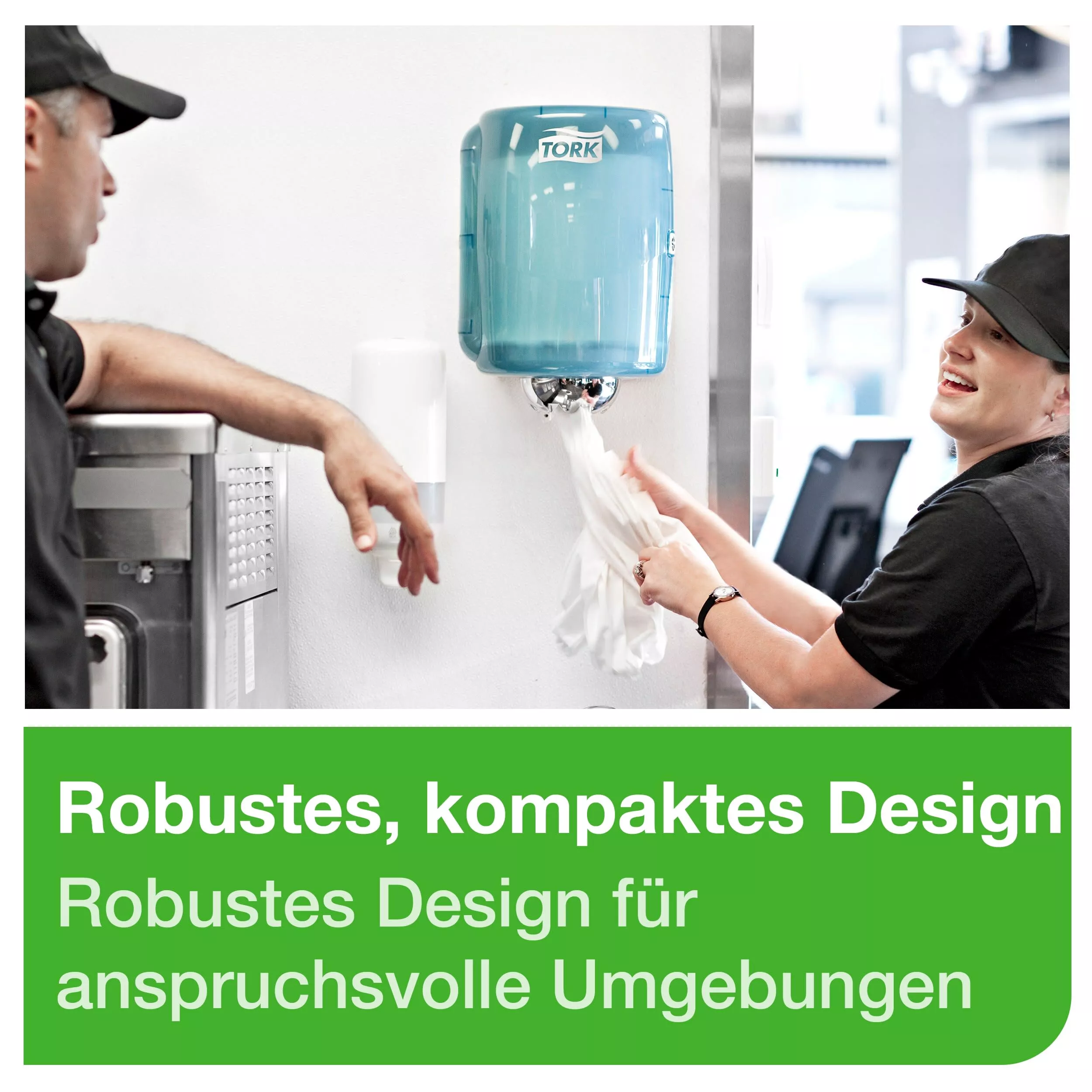 Tork Maxi Innenabrollungsspender Weiß und Türkis W2, Robustes Design, Performance Linie, 44,7 cm × 32,8 cm × 30,2 cm, 653000