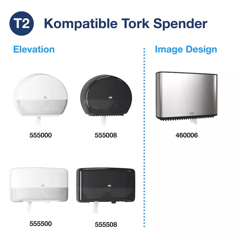 Tork Mini Jumbo Toilettenpapier 2-lagig (T2) Tissue Weiß Perforiert Ø19 cm (VE12x160m/Packung)