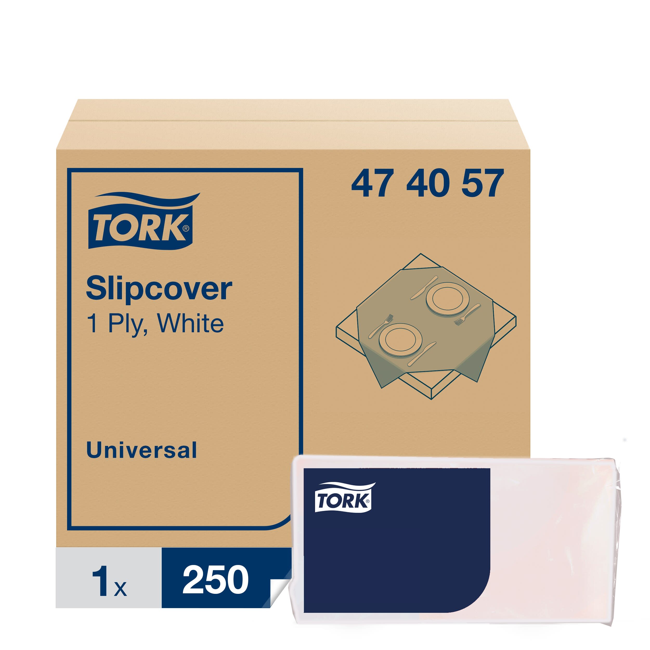 Tork Damask Papier Mitteldecke Weiß, geprägt, 1 × 250 Mitteldecken, 474057