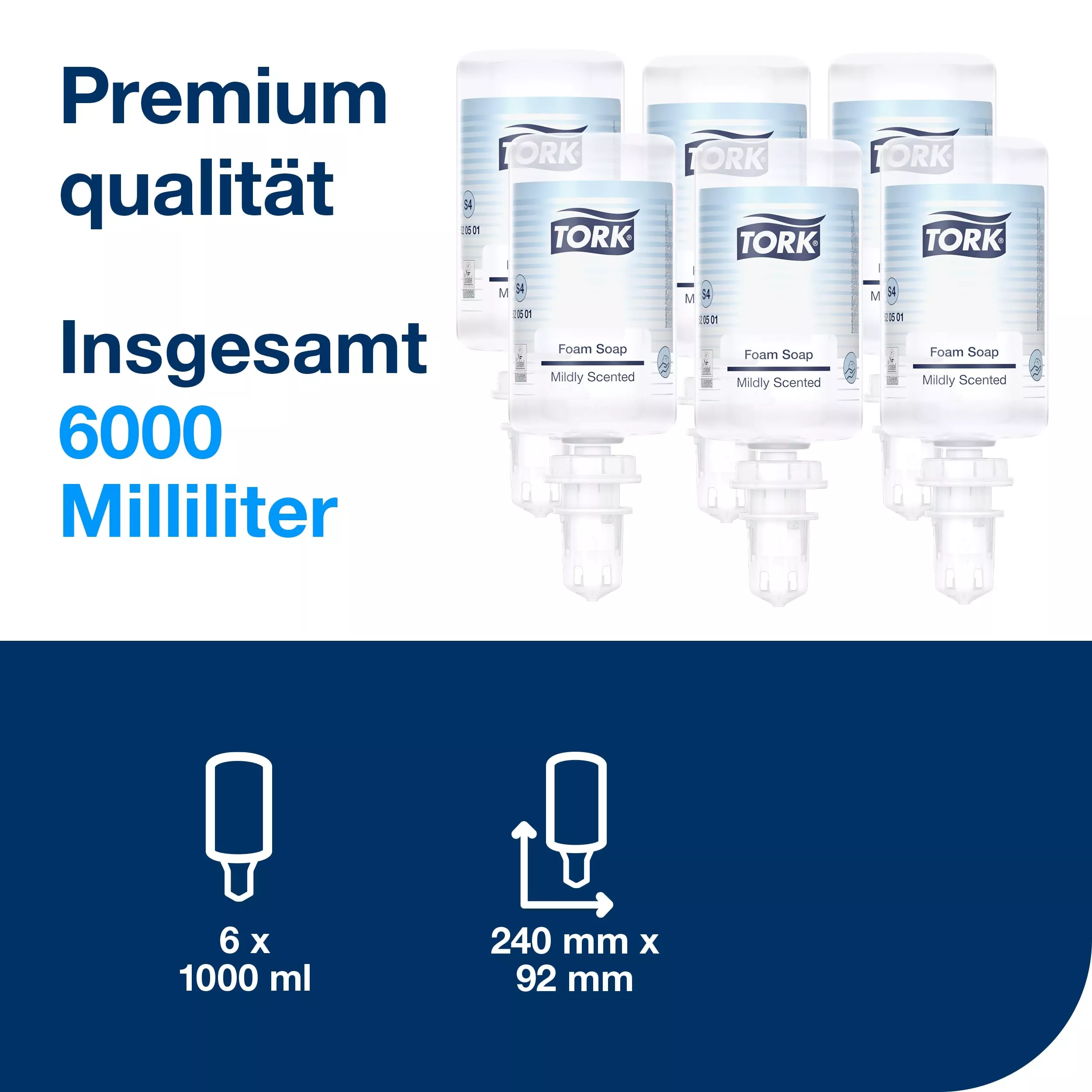 Tork Mild Duftende Hand Schaumseife S4, reduziert Verbrauch, 6 × 1.000 ml, 520501