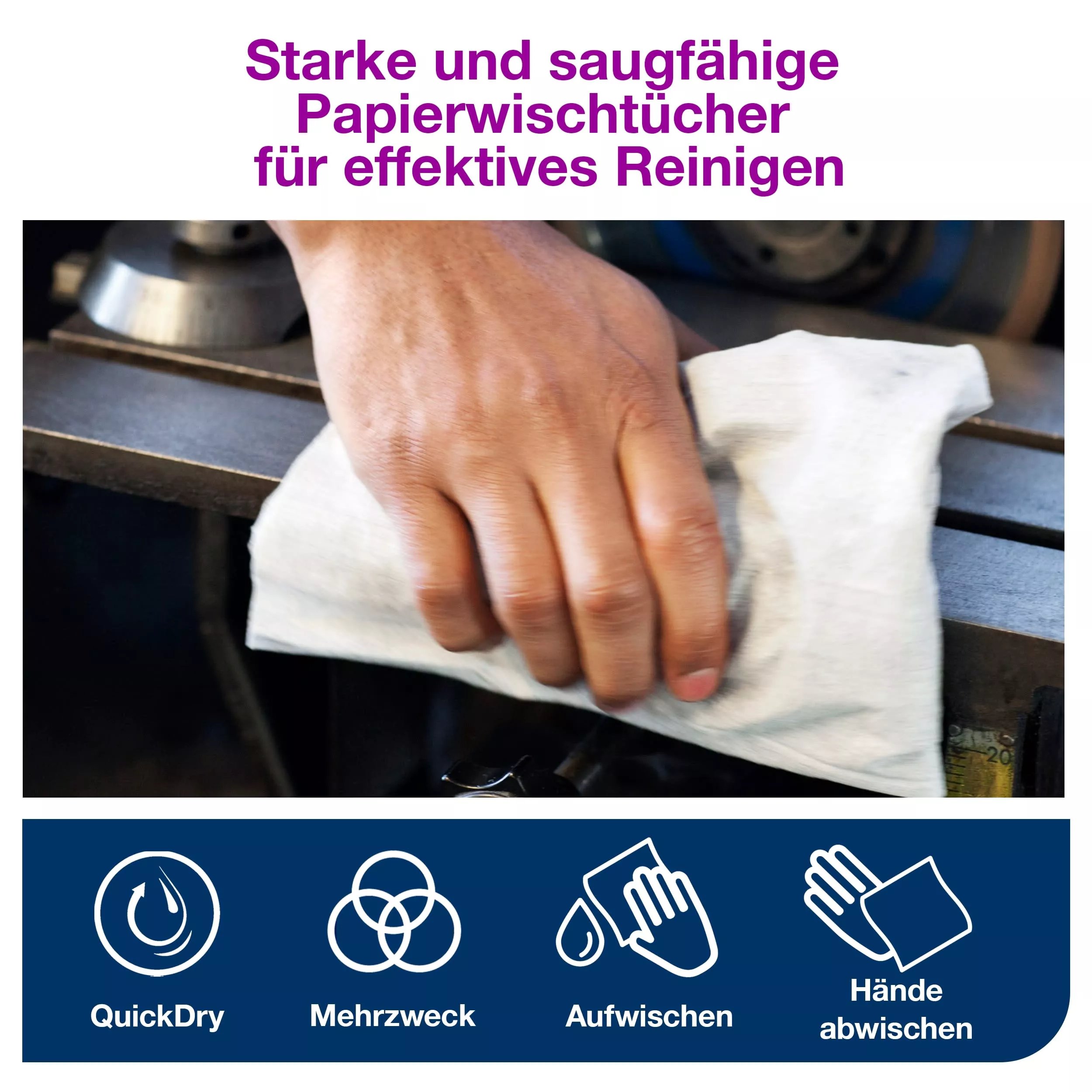 Tork Starke Mehrzweck-Papierwischtücher Weiß W1, 1 × 1.500 Blatt, 130040