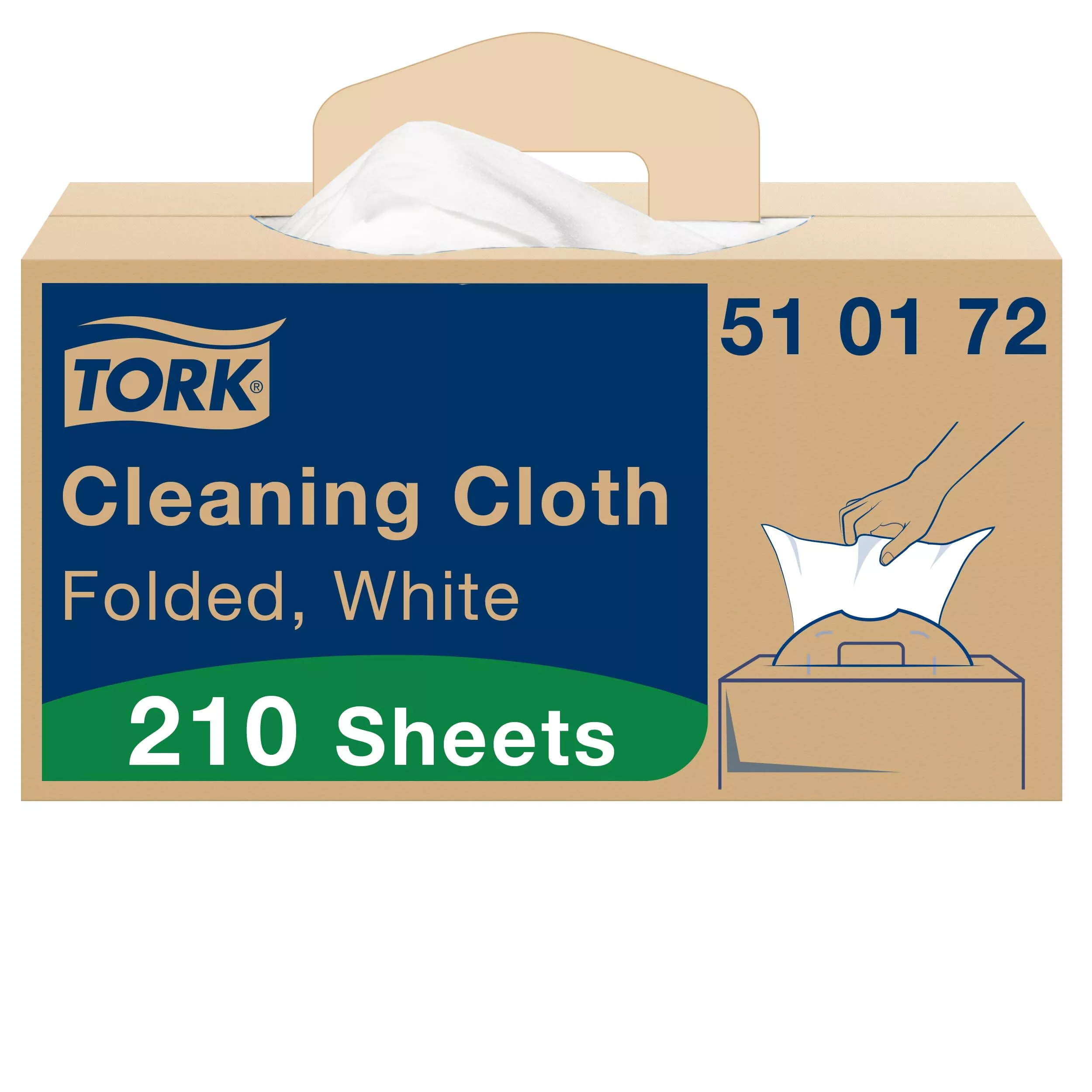 Tork Mehrzweck Reinigungstücher Weiß W7, Einzeltuchentnahme, 1 × 210 Tücher, 510172