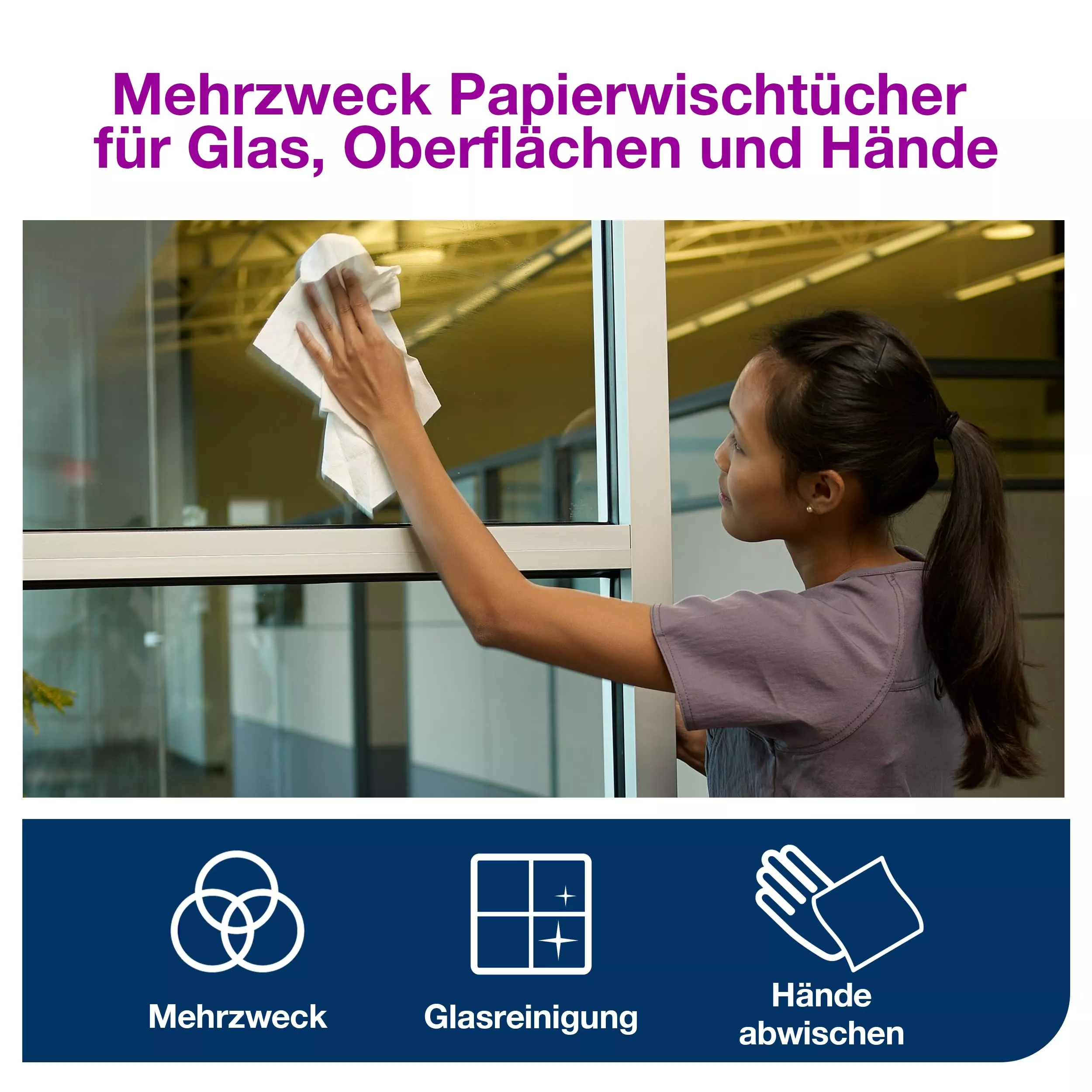 Tork Mehrzweck Papierwischtücher Weiß W1/2, Hohe Kapazität, 2 × 1.150 Blatt, 131135