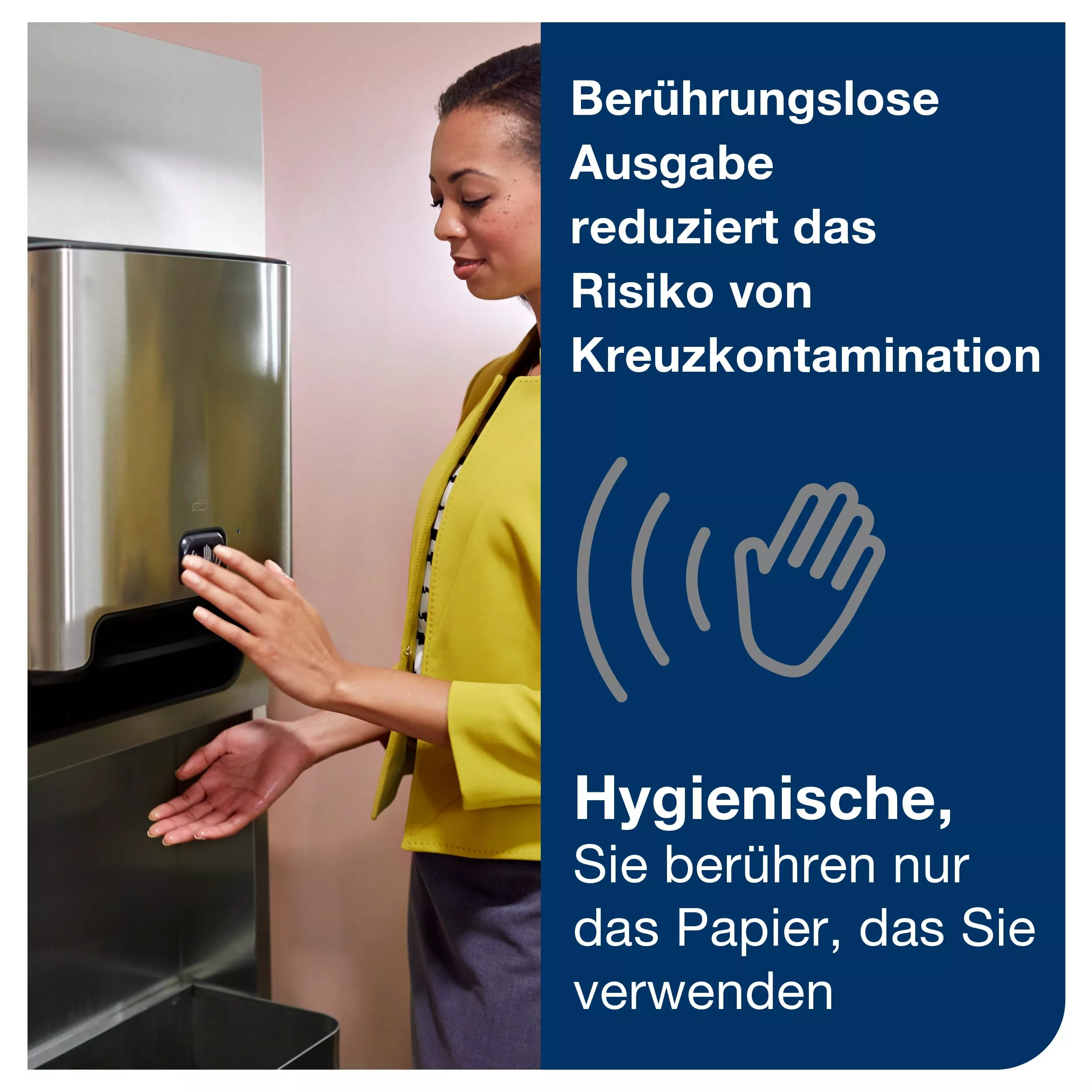 Tork Matic® Sensorspender für Papierhandtuchrollen rostfreier Edelstahl H1, Einzeltuchentnahme, Image Design, 460001