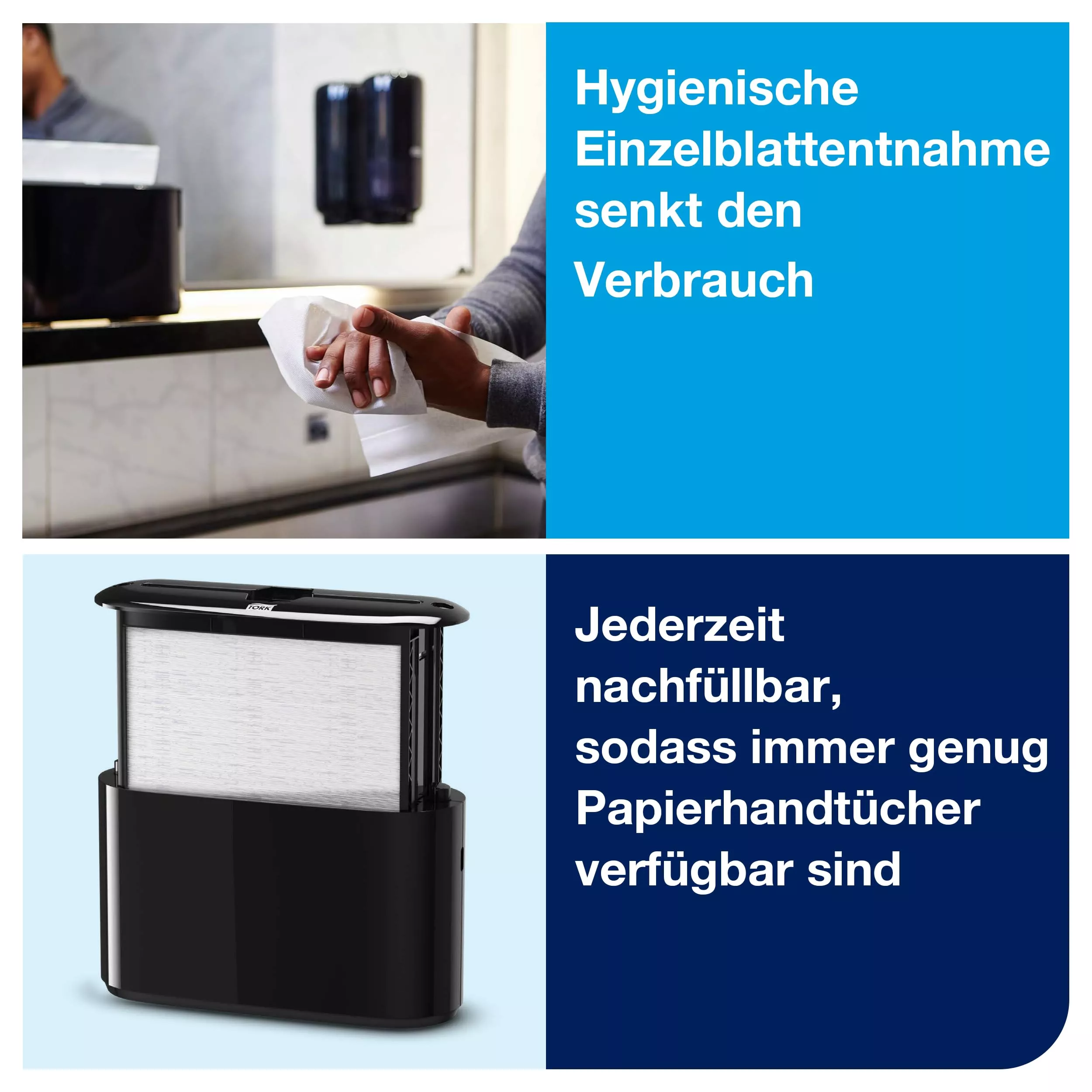 Tork Xpress® Tischspender für Multifold-Handtücher Schwarz H2, Einzeltuchentnahme, Elevation Design, 552208