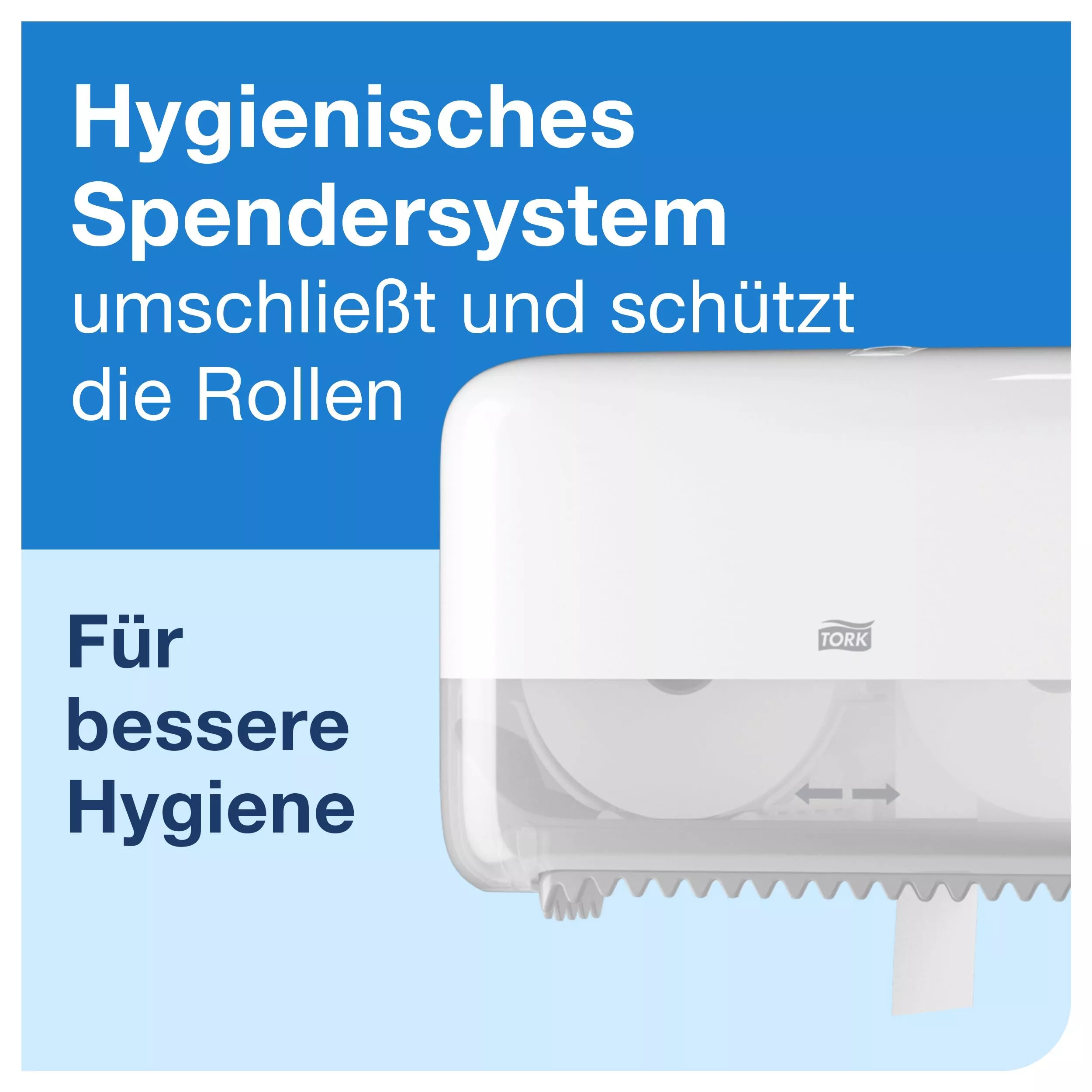 Tork OptiServe® Doppelrollenspender für Hülsenloses Toilettenpapier Weiß T7, horizontaler Toilettenrollenspender, Elevation Design, 558040