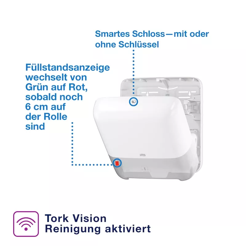 Tork Matic® Spender für Rollenhandtücher Weiß H1, Nachfüllanzeige, Elevation Design, 551000