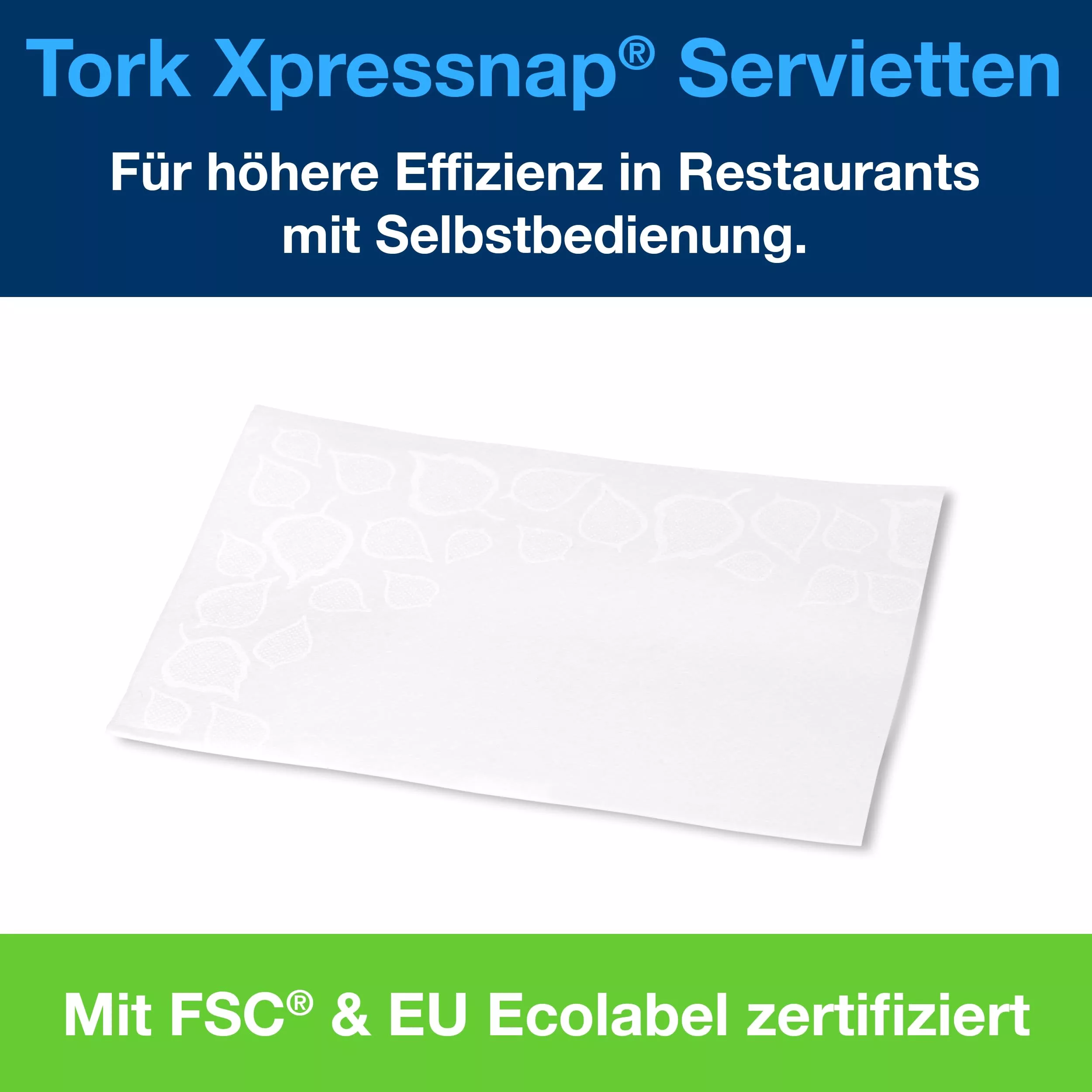 Tork Xpressnap® Extra Soft Blätterdesign Weiße Spenderserviette N4, Premium, 1/4-Falz 2-lagig, 21,3 cm × 33 cm, 8 × 500 Servietten, 13670
