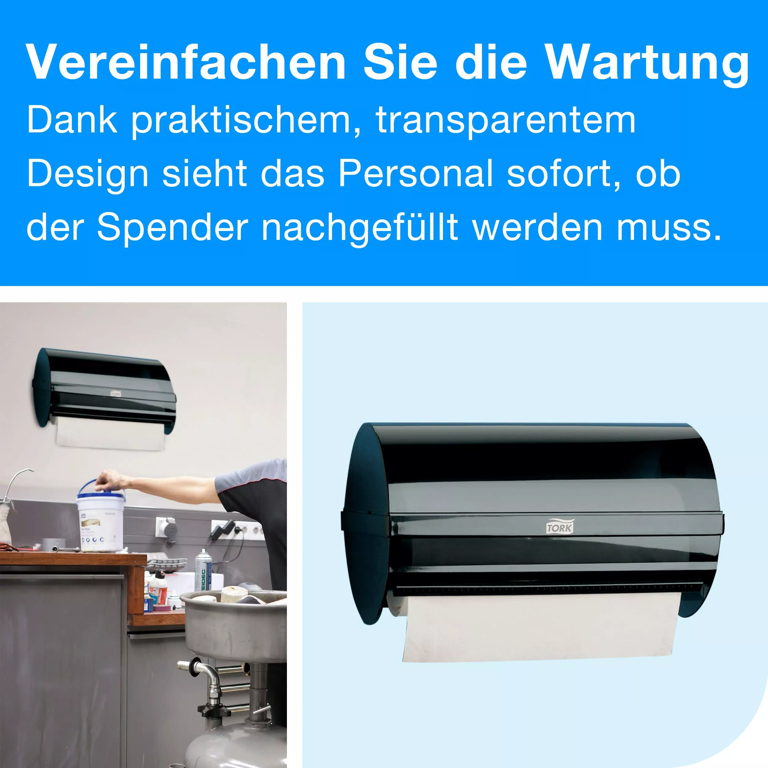 Tork Kleinrollenspender mit Wandhalterung Schwarz W5, hygienisch umschlossene Rolle, 209167