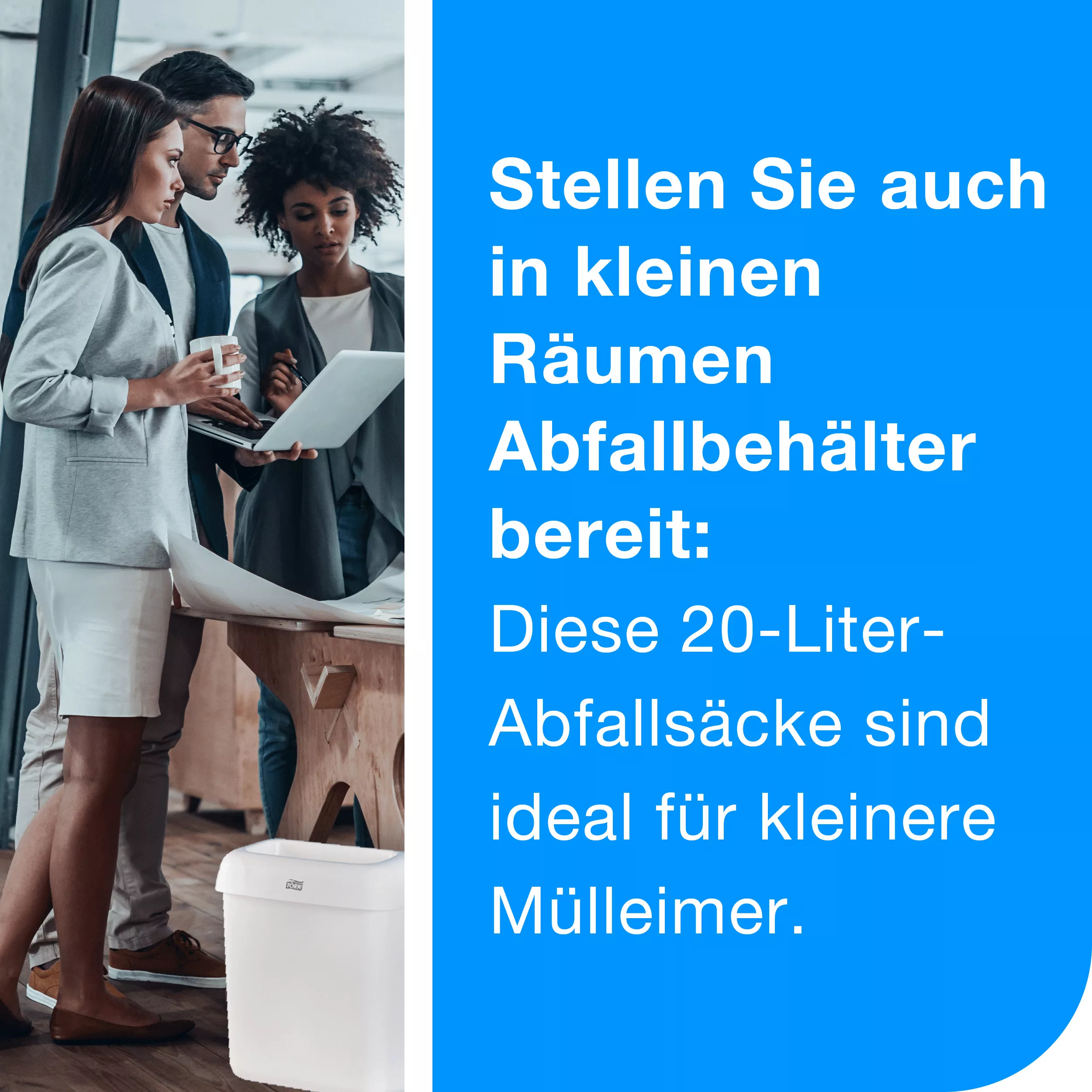 Tork 20 l Abfallsäcke Weiß B2, zu 33 % aus Recycling-Material, 10 × 100 Beutel, 204020