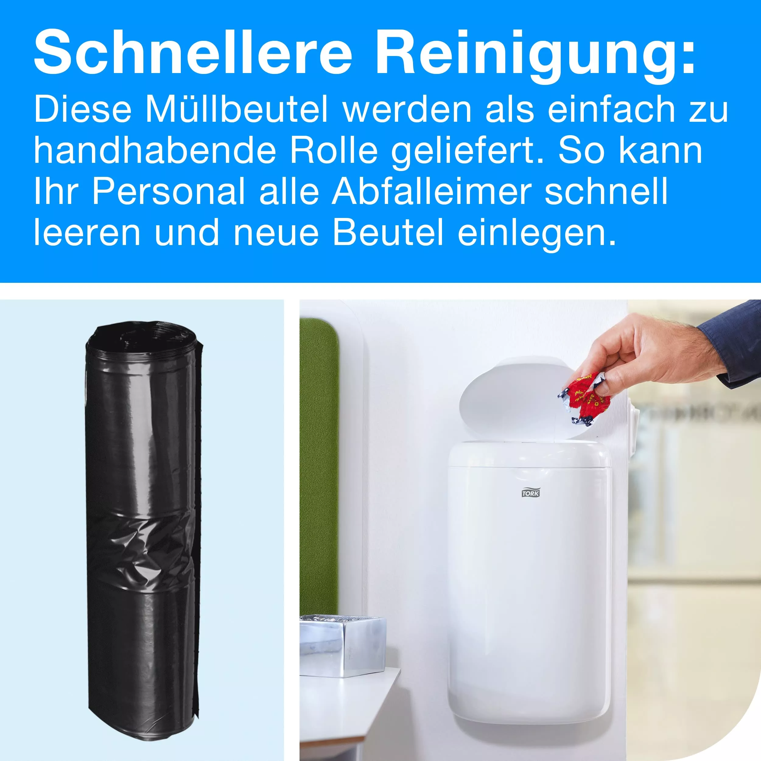 Tork 5 l Abfallsäcke Schwarz B3, zu 55 % aus Recycling-Material, 50 × 20 Beutel, 204040
