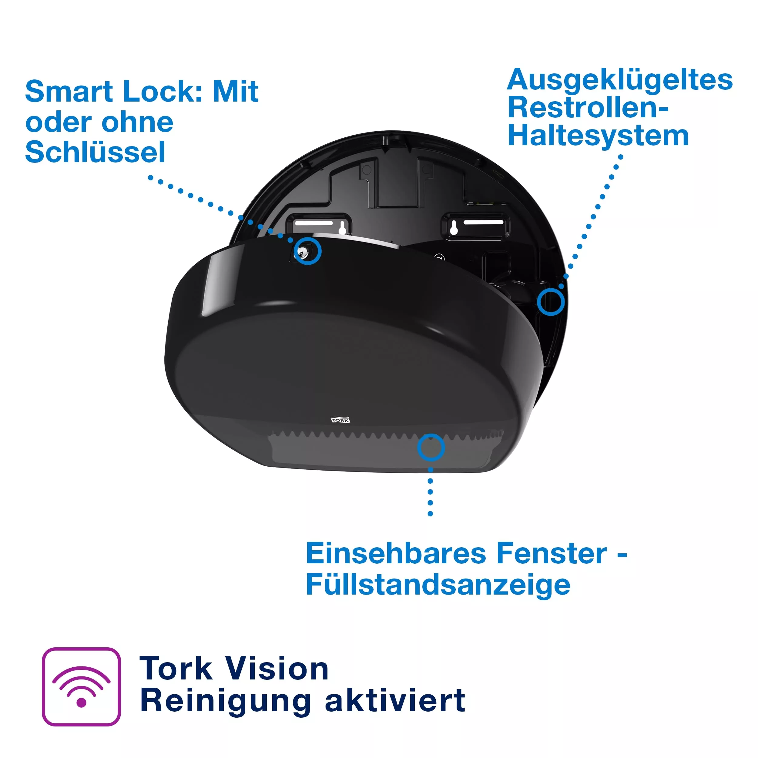 Tork Spender für Jumbo Toilettenpapier Schwarz T1, Hohe Kapazität, Elevation Linie, 554008