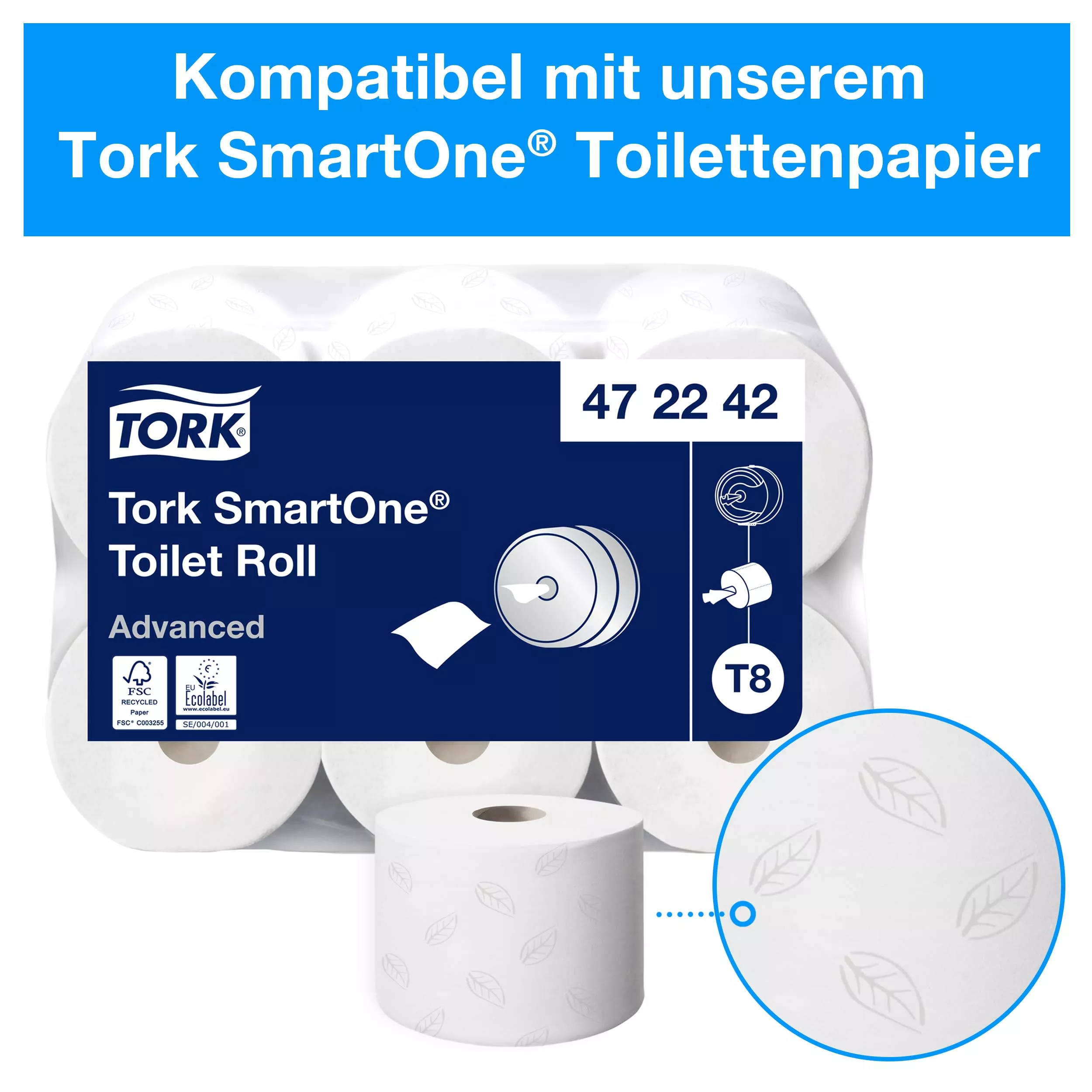 Tork SmartOne® Spender für Toilettenpapier Edelstahl T8, Hohe Kapazität, 472054
