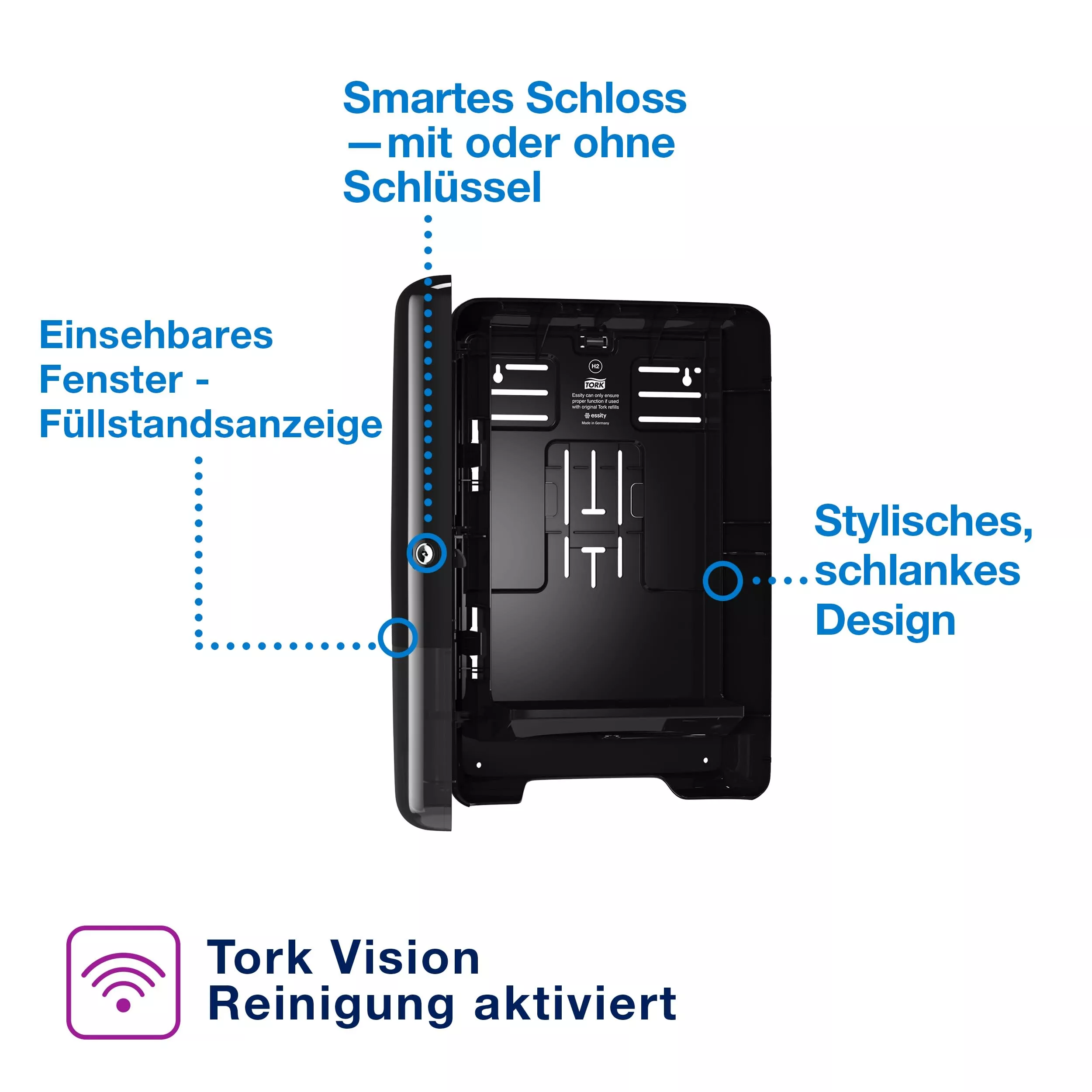 Tork Xpress® Spender für Multifold-Handtücher Schwarz H2, Einzeltuchentnahme, Elevation Design, 552008
