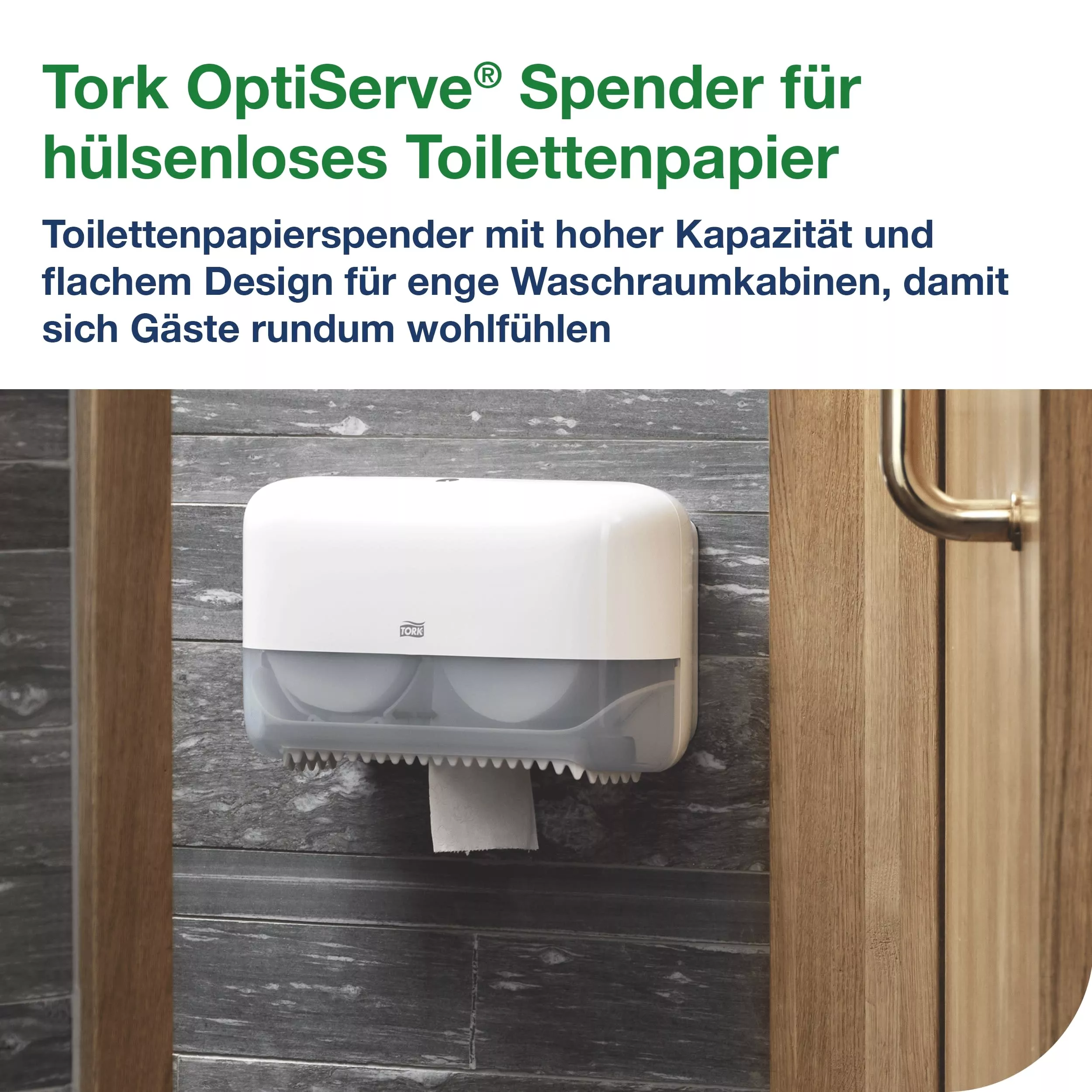 Tork OptiServe® Doppelrollenspender für Hülsenloses Toilettenpapier Weiß T7, horizontaler Toilettenrollenspender, Elevation Design, 558040