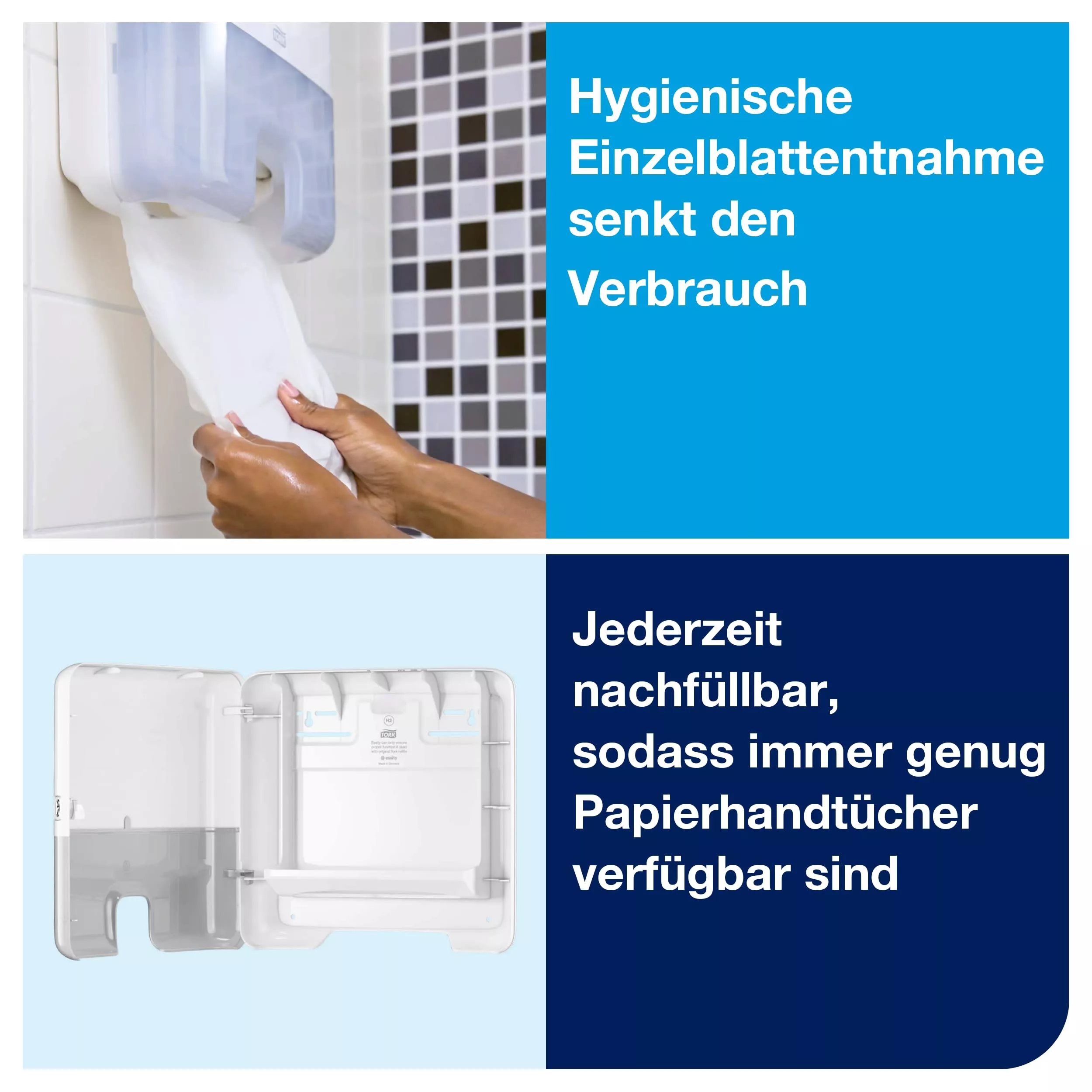 Tork Xpress® Mini Spender für Multifold-Handtücher Weiß H2, Einzeltuchentnahme, Elevation Design, 552100