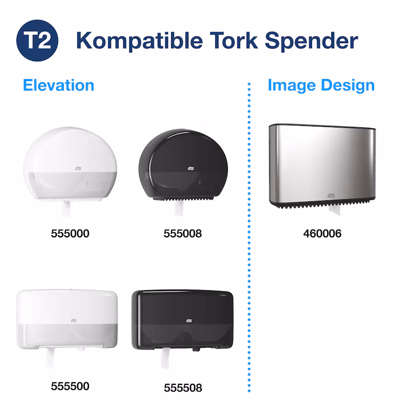 Tork Mini Jumbo Toilettenpapier T2 Advanced 2-lagig Natur 12x170 m