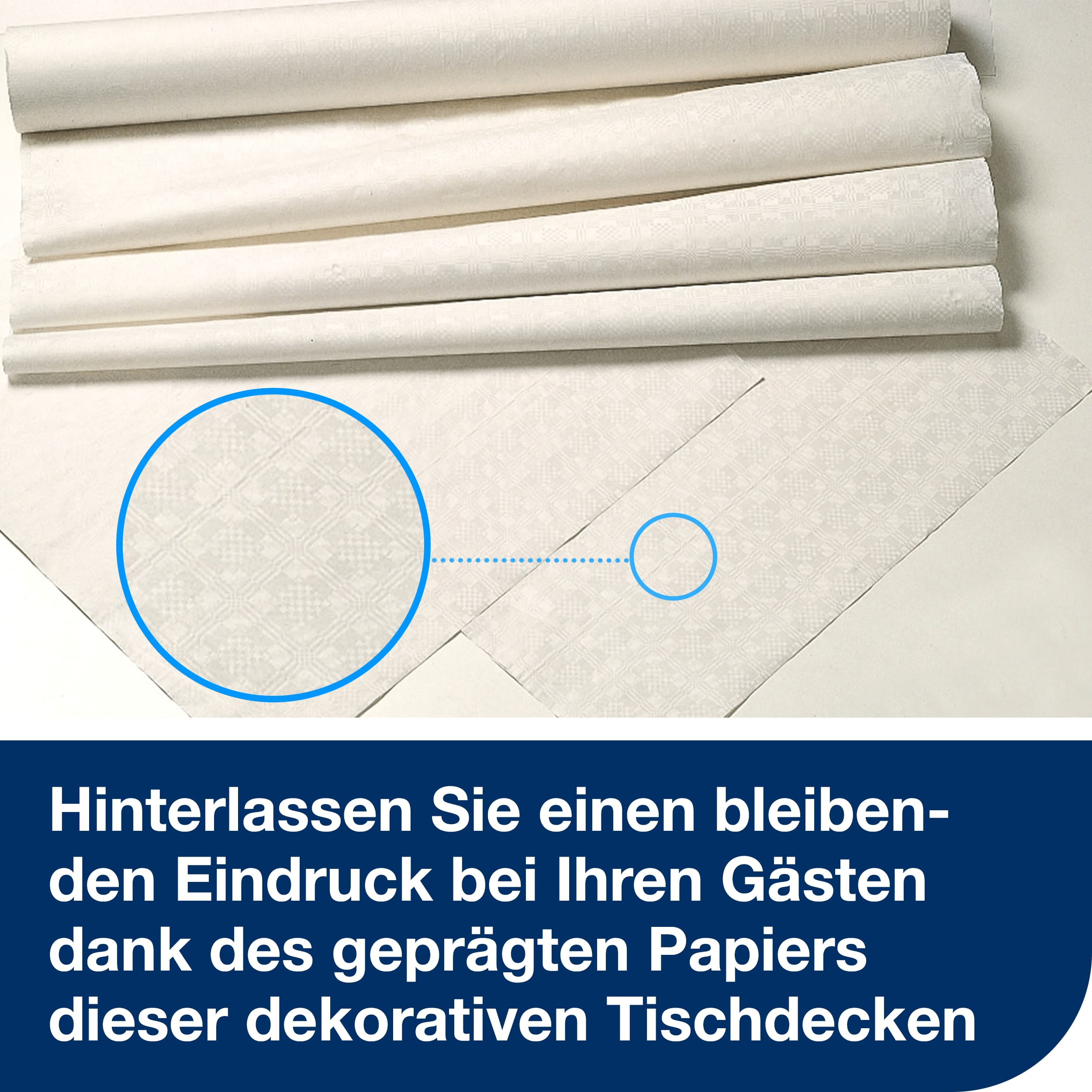 Tork Damask Papier Mitteldecke Weiß, geprägt, 1 × 250 Mitteldecken, 474057