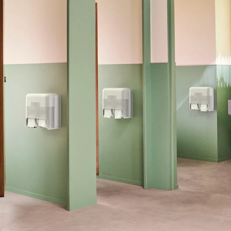 Tork OptiServe® Doppelrollenspender für Hülsenloses Toilettenpapier weiß T7