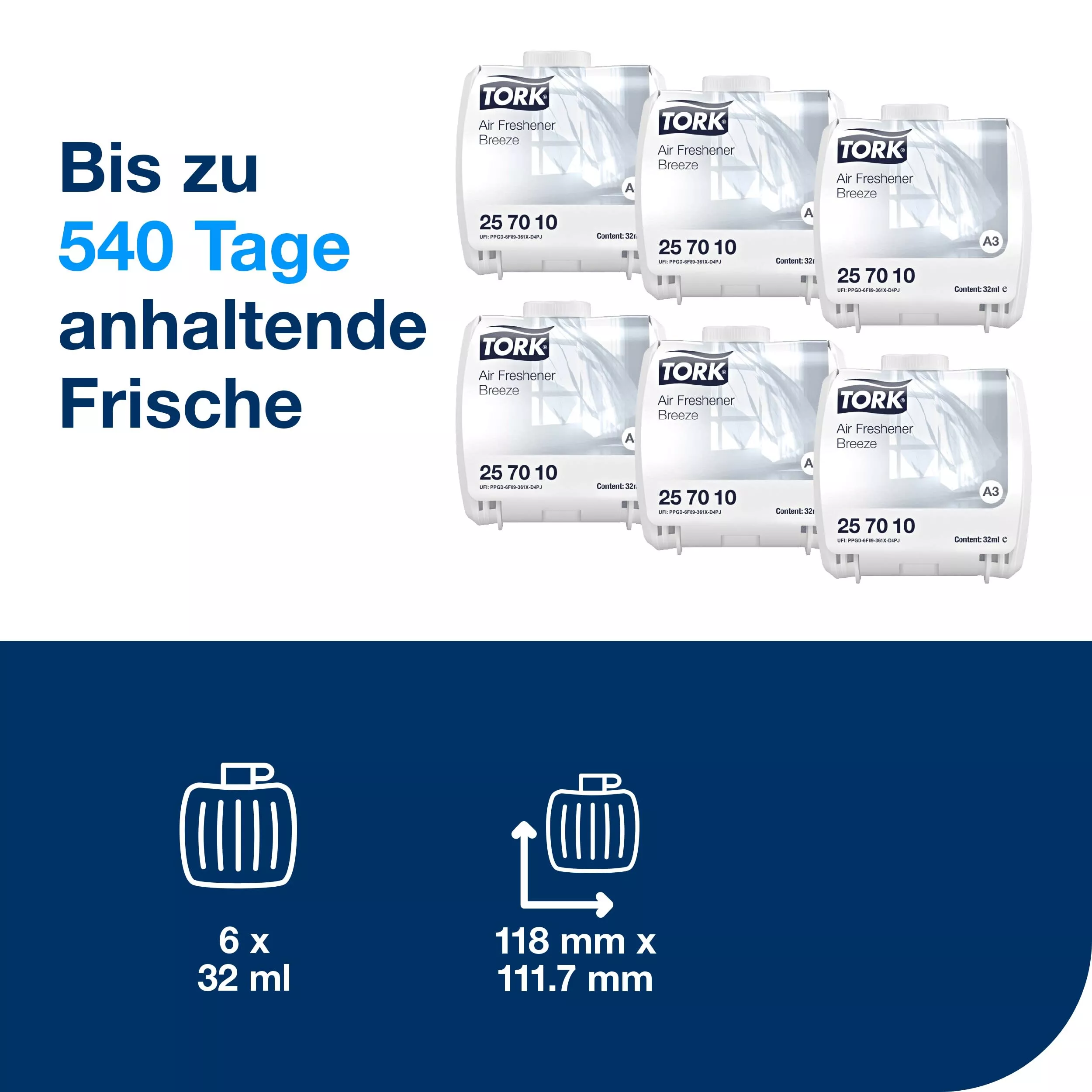 Tork kontinuierlicher Lufterfrischer Frühlingsbrise A3, Geruchsneutralisierer, 6 Nachfüllflakons, 257010