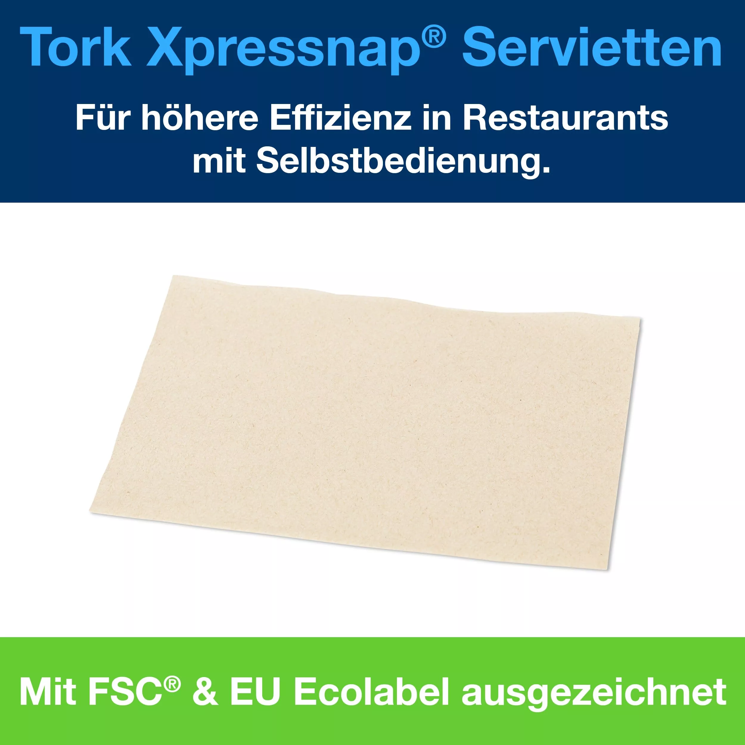 Tork Xpressnap® Spenderserviette Natur N4, Advanced, 1/4-Falz, 1-lagig, 21 cm × 33 cm, 8 x 1125 Servietten, 12840