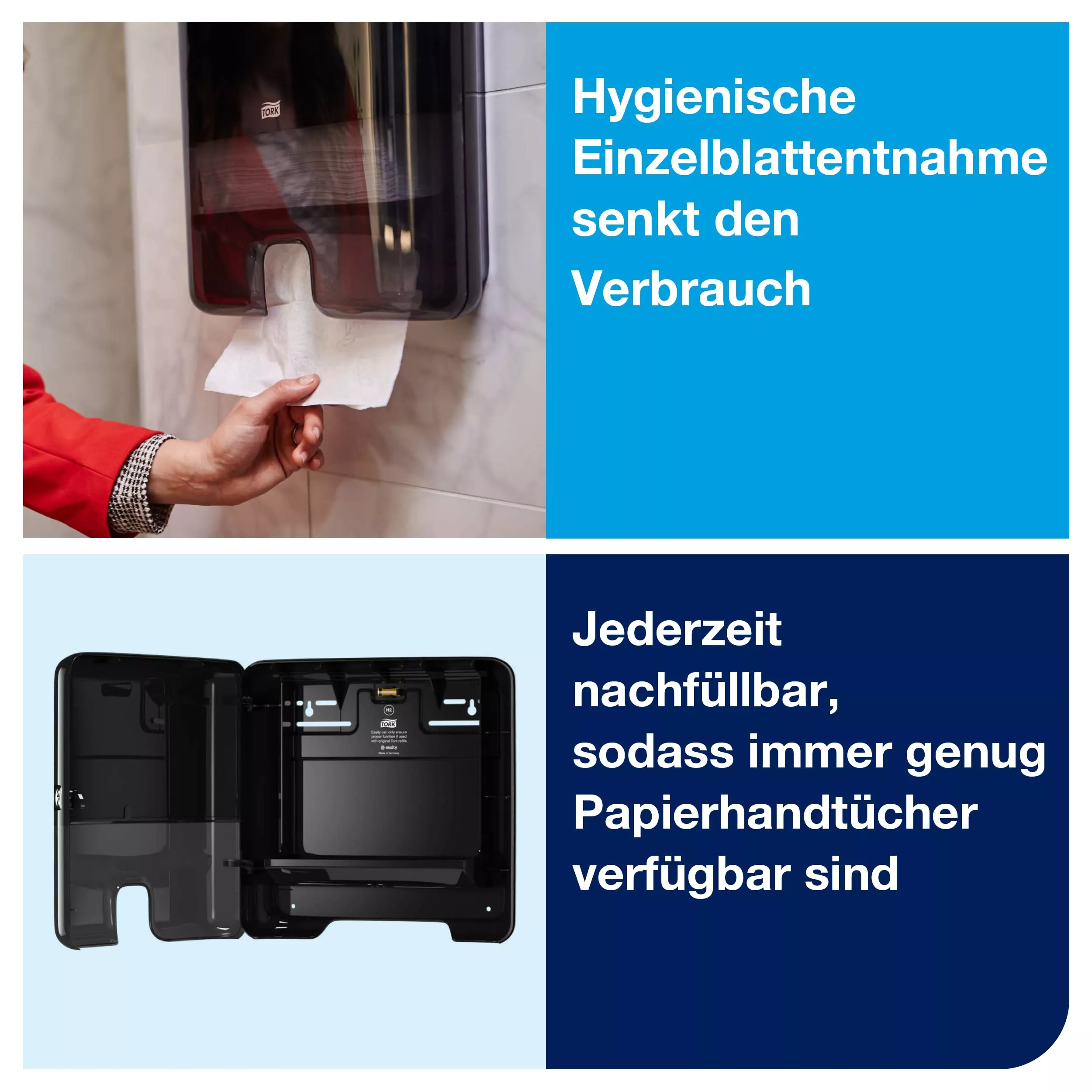 Tork Xpress® Mini Spender für Multifold-Handtücher Schwarz H2, Einzeltuchentnahme, Elevation Design, 552108