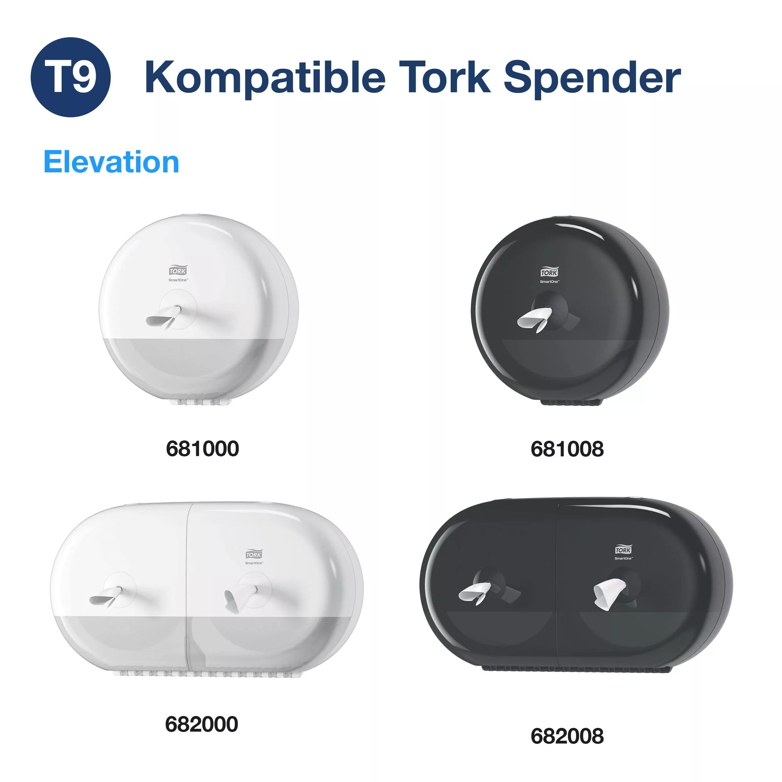 Tork SmartOne® Mini Toilettenpapier Weiß T9, Advanced, 2-lagig, 12 × 620 Blatt, 472193