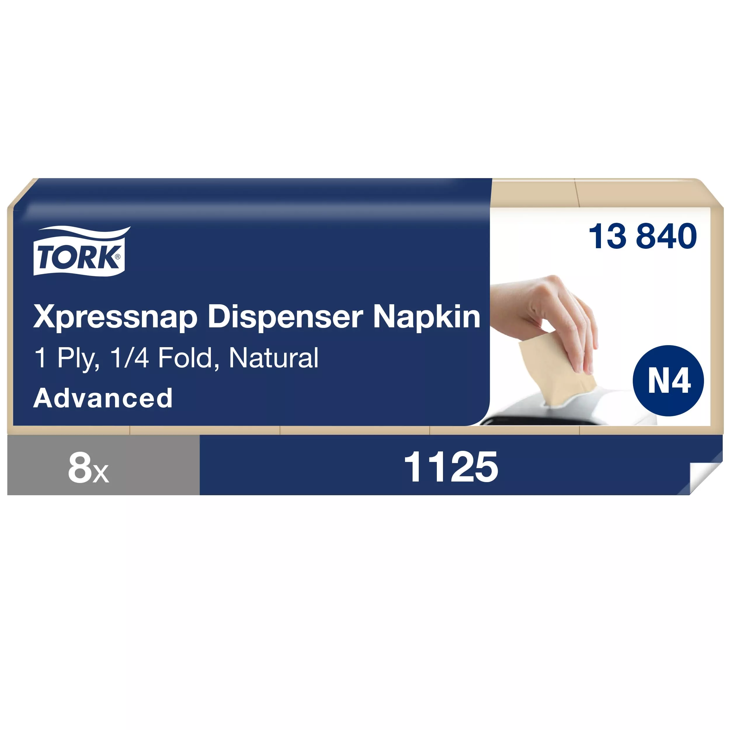 Tork Xpressnap® Natur Spenderserviette N4, 100 % recycelt, 1-lagig, 40 × 225 Servietten, 13840