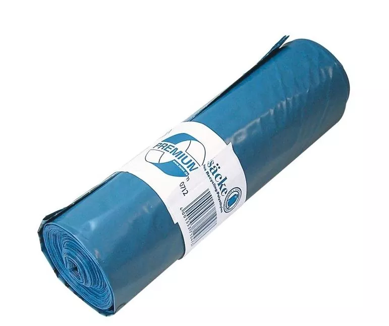DEISS Müllsäcke 70 Liter, 70 my, LDPE, blau (1 Rolle = 25 Stück)