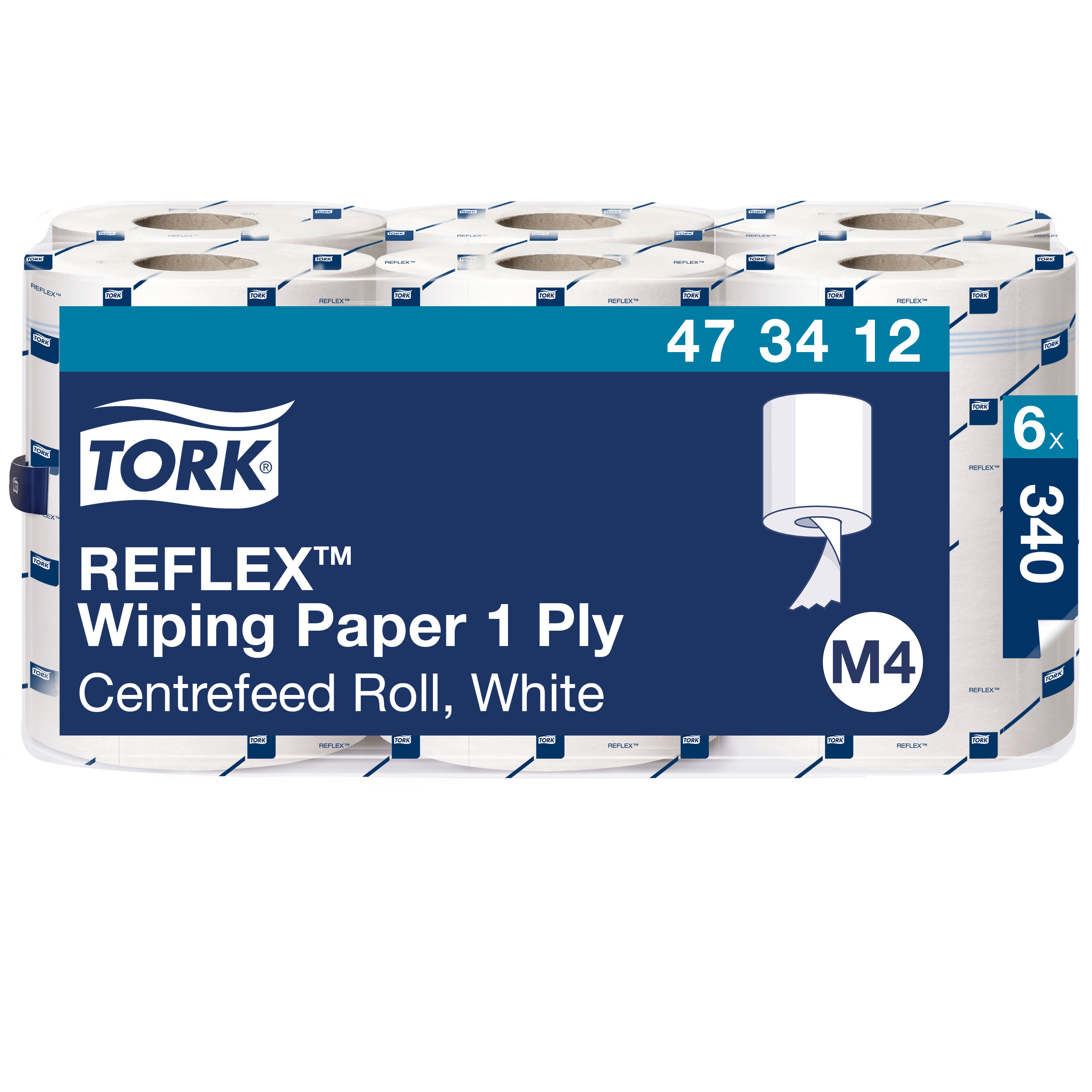 Tork Reflex™ Papierwischtücher Weiß M4, SmartCore®, 6 × 340 Blatt, 473412