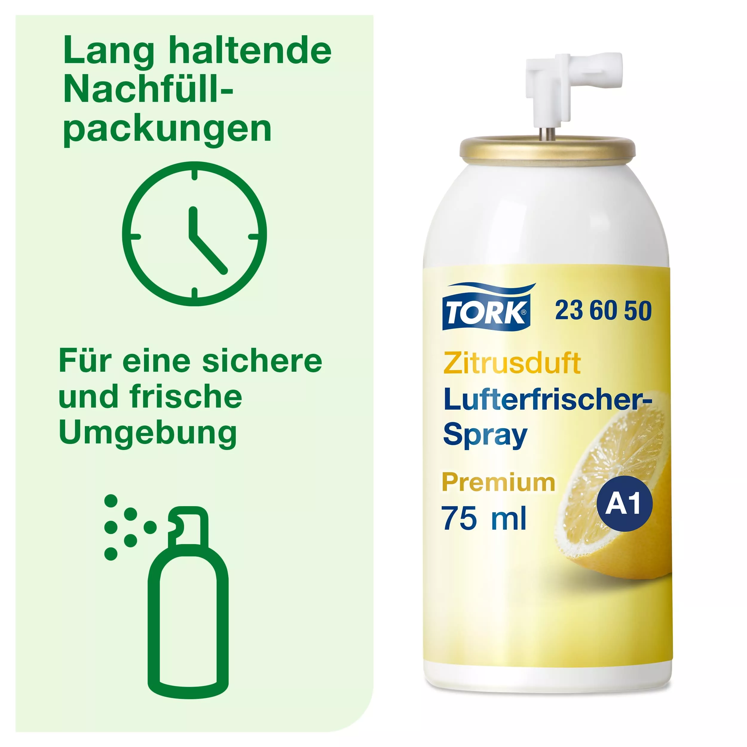 Tork Lufterfrischer Spray mit Zitrusduft A1, Flexible Einstellung, 12 Nachfüllungen, 236050