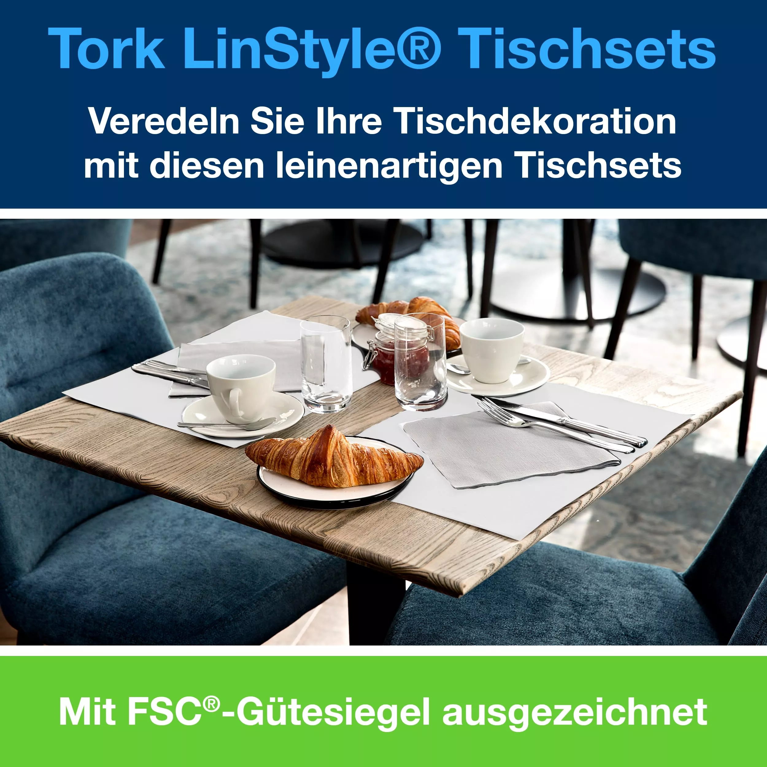 Tork LinStyle® Tischset Weiß, 39 cm × 30 cm, 5 × 100 Tischsets, 474401