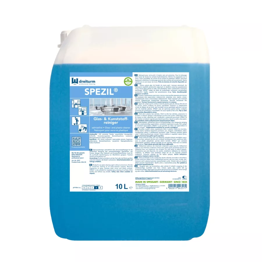 Glasreiniger, Kunststoffreiniger, Spezialreiniger, 10 L, Blaue Flasche
