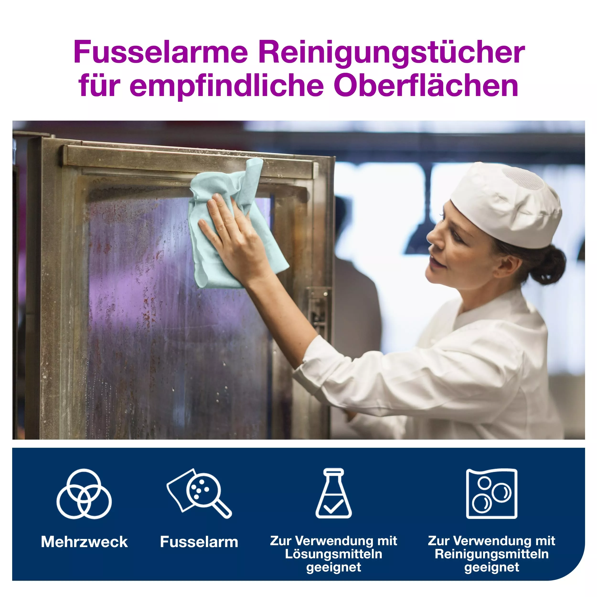 Tork Fusselarme Reinigungstücher Türkis W8, Lösungsmitteltauglich, 8 × 75 Tücher, 190493