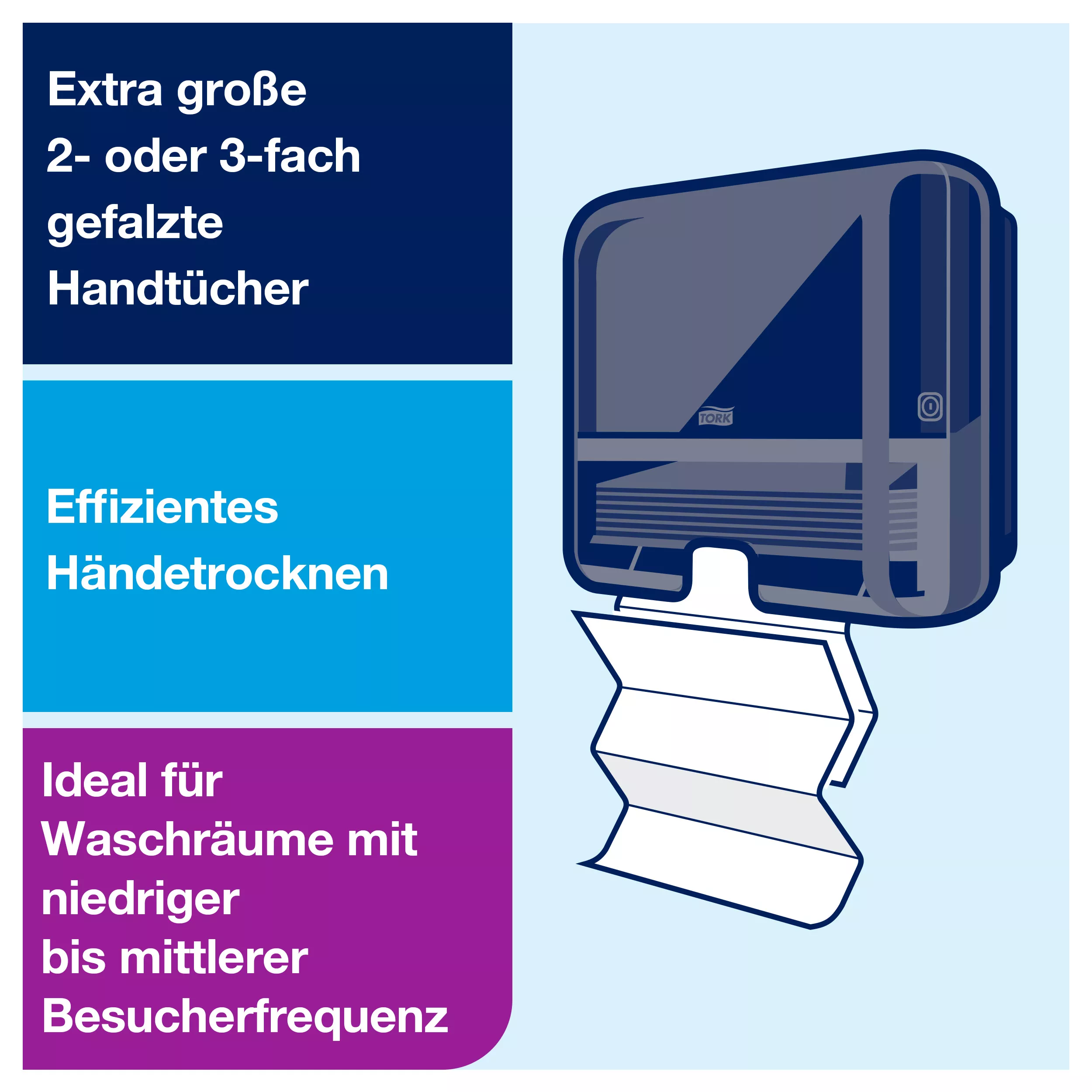 Tork Xpress® Mini Spender für Multifold-Handtücher Schwarz H2, Einzeltuchentnahme, Elevation Design, 552108