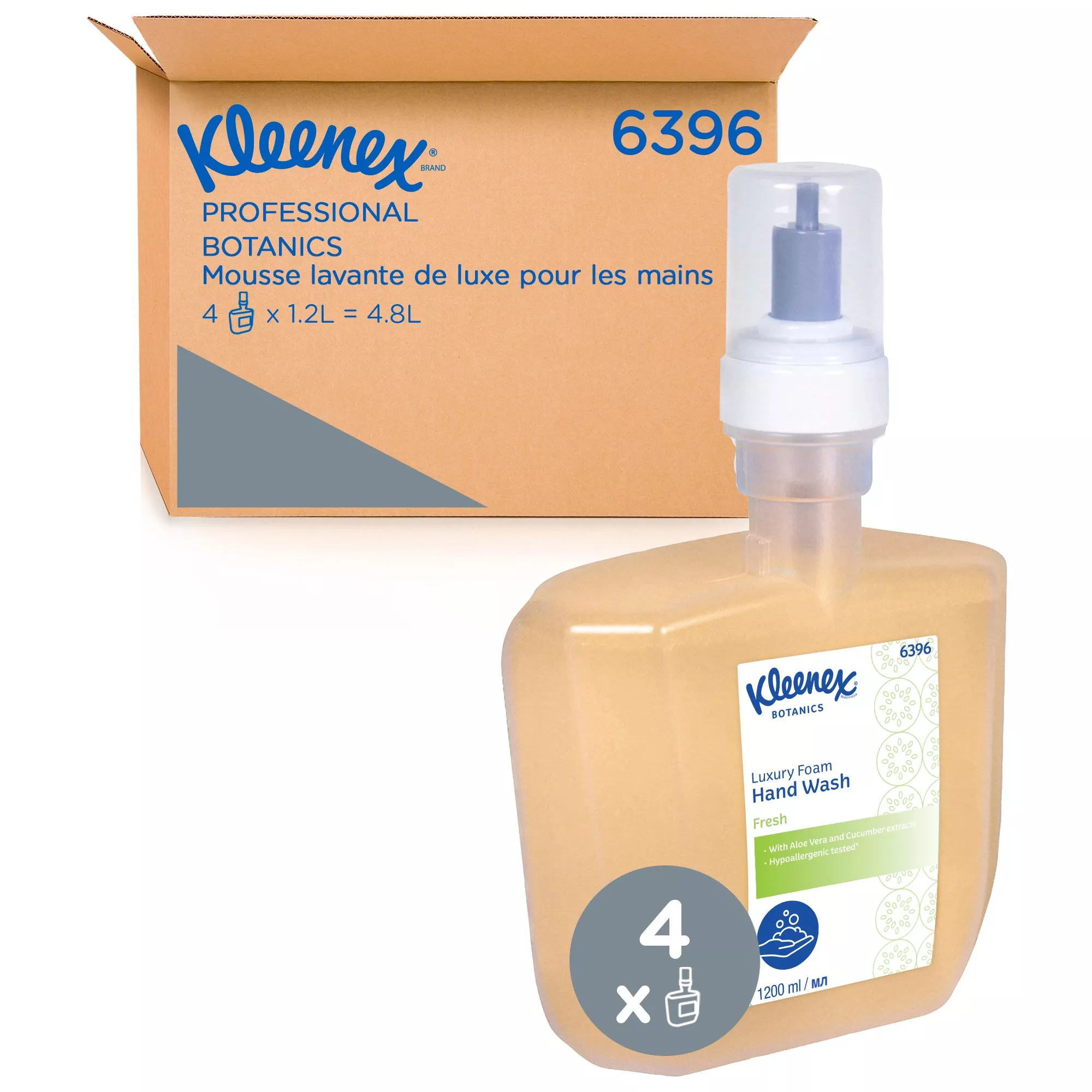 Kleenex Botanics Fresh Schaumseife, 4 x 1,2 Liter
