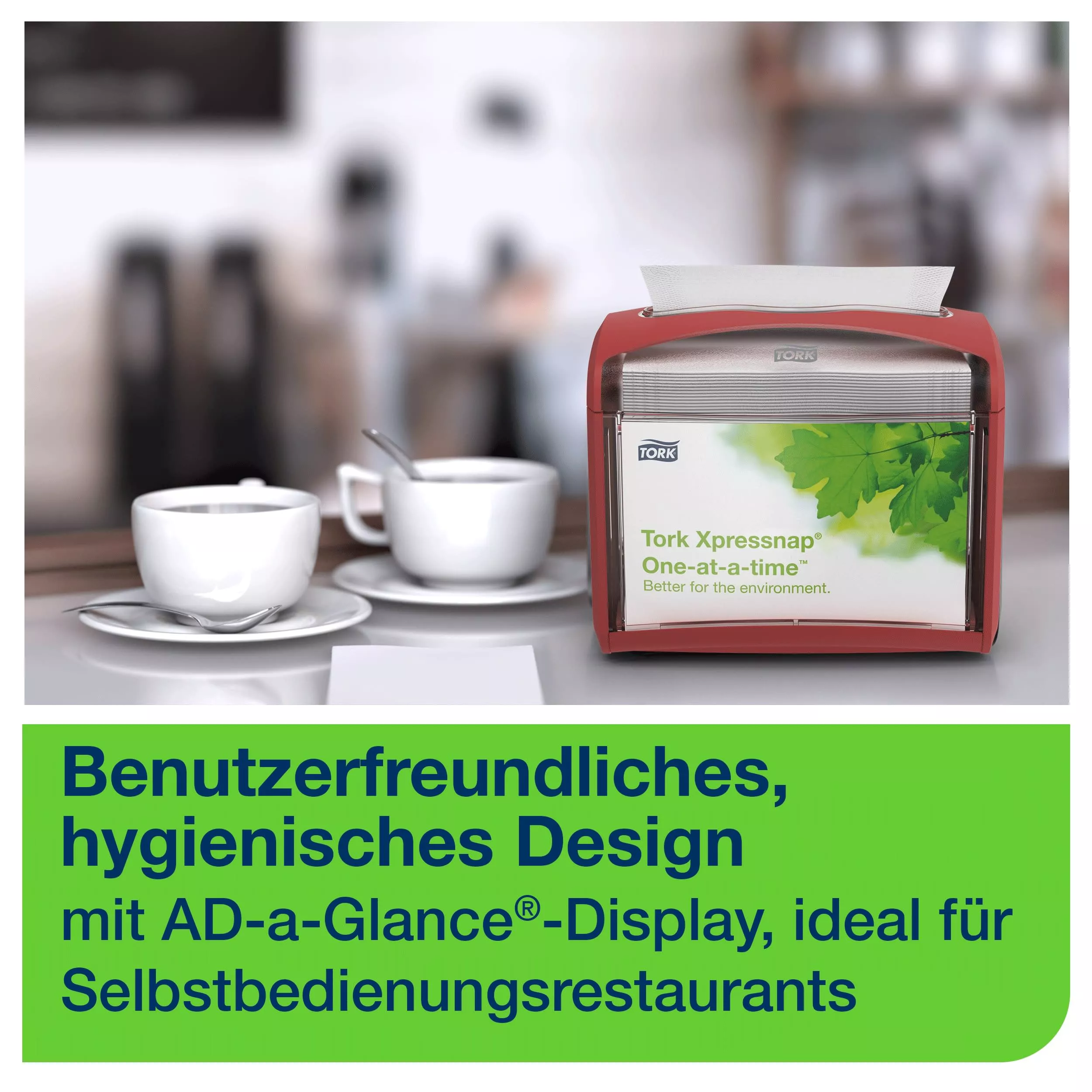 Tork Xpressnap® Tischspender Rot N4, Signature Linie, 16,9 cm × 20 cm × 14,1 cm