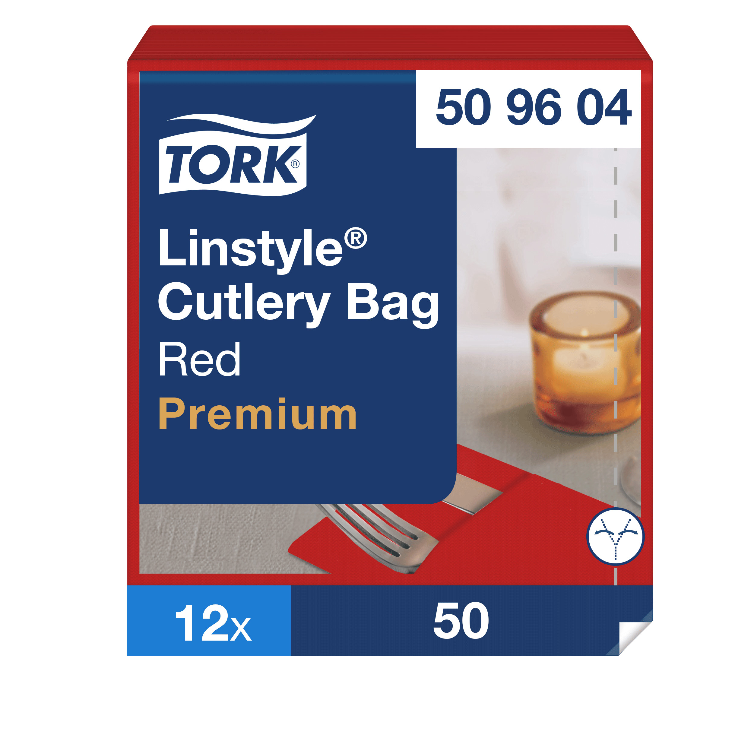 Tork LinStyle® Bestecktaschen Bordeauxrot, strapazierfähig, 39 cm × 39 cm, 6 × 60 Servietten, 509604