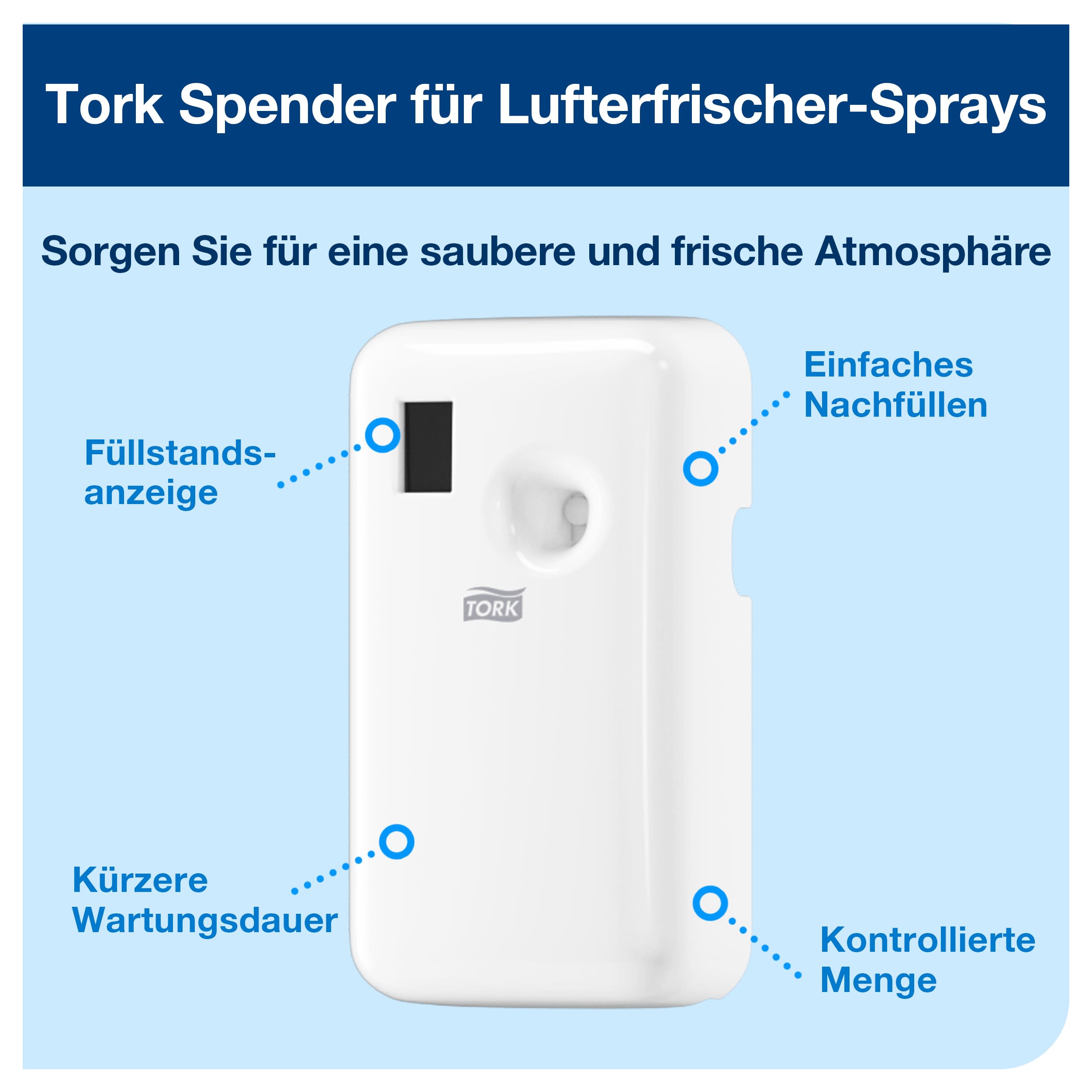 Tork Spender für Lufterfrischer Sprays Weiß A1, Schnelle Nachfüllung, Elevation Linie