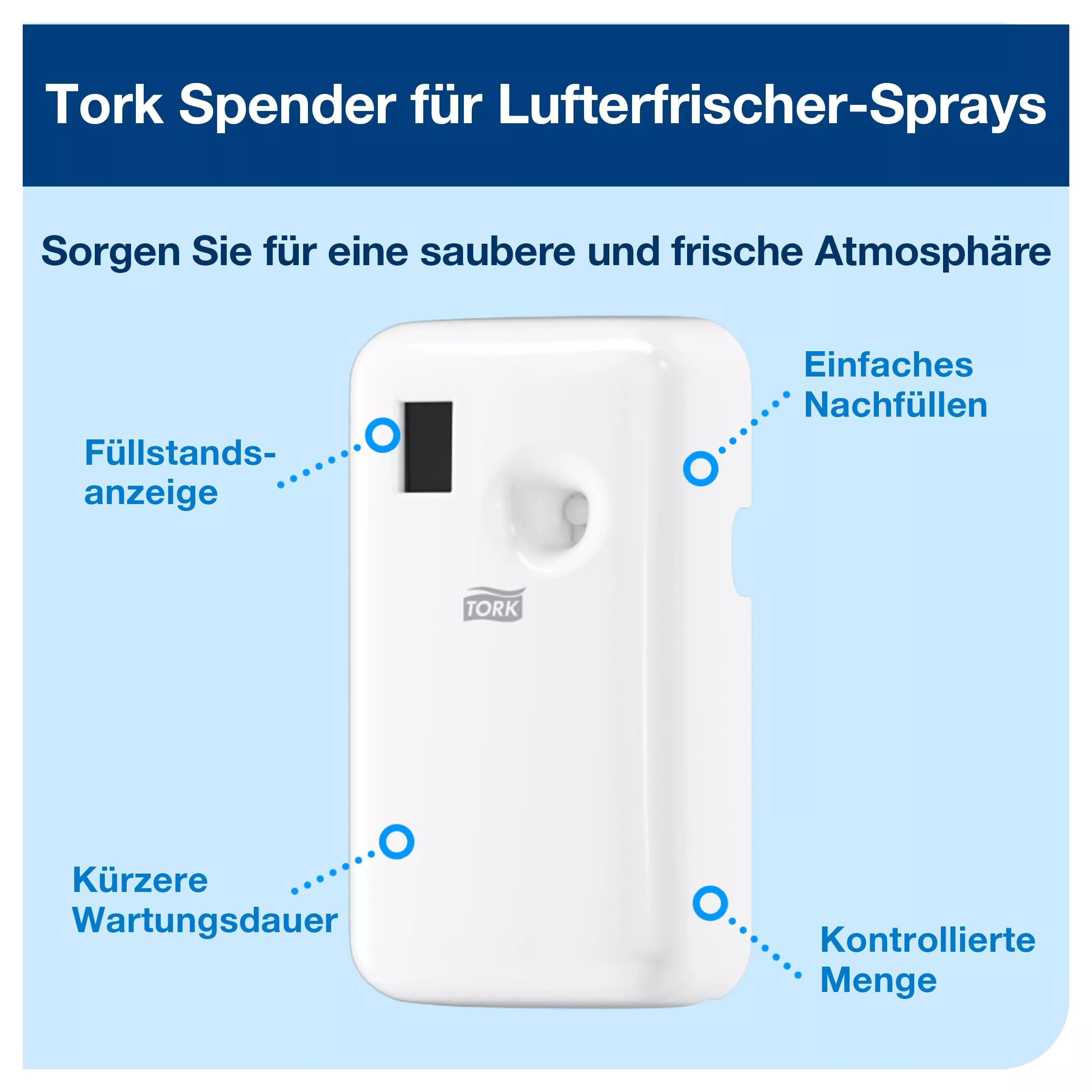 Tork Spender für Lufterfrischer Sprays Weiß A1, Schnelle Nachfüllung, Elevation Linie
