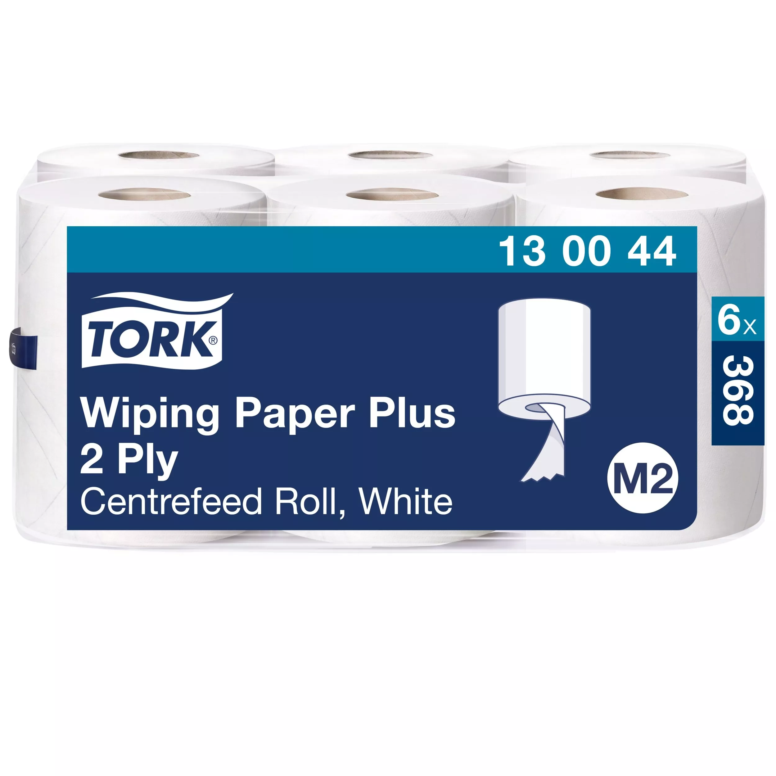Tork Starke Mehrzweck-Papierwischtücher mit Innenabrollung Weiß M2, 6 × 368 Blatt, 130044