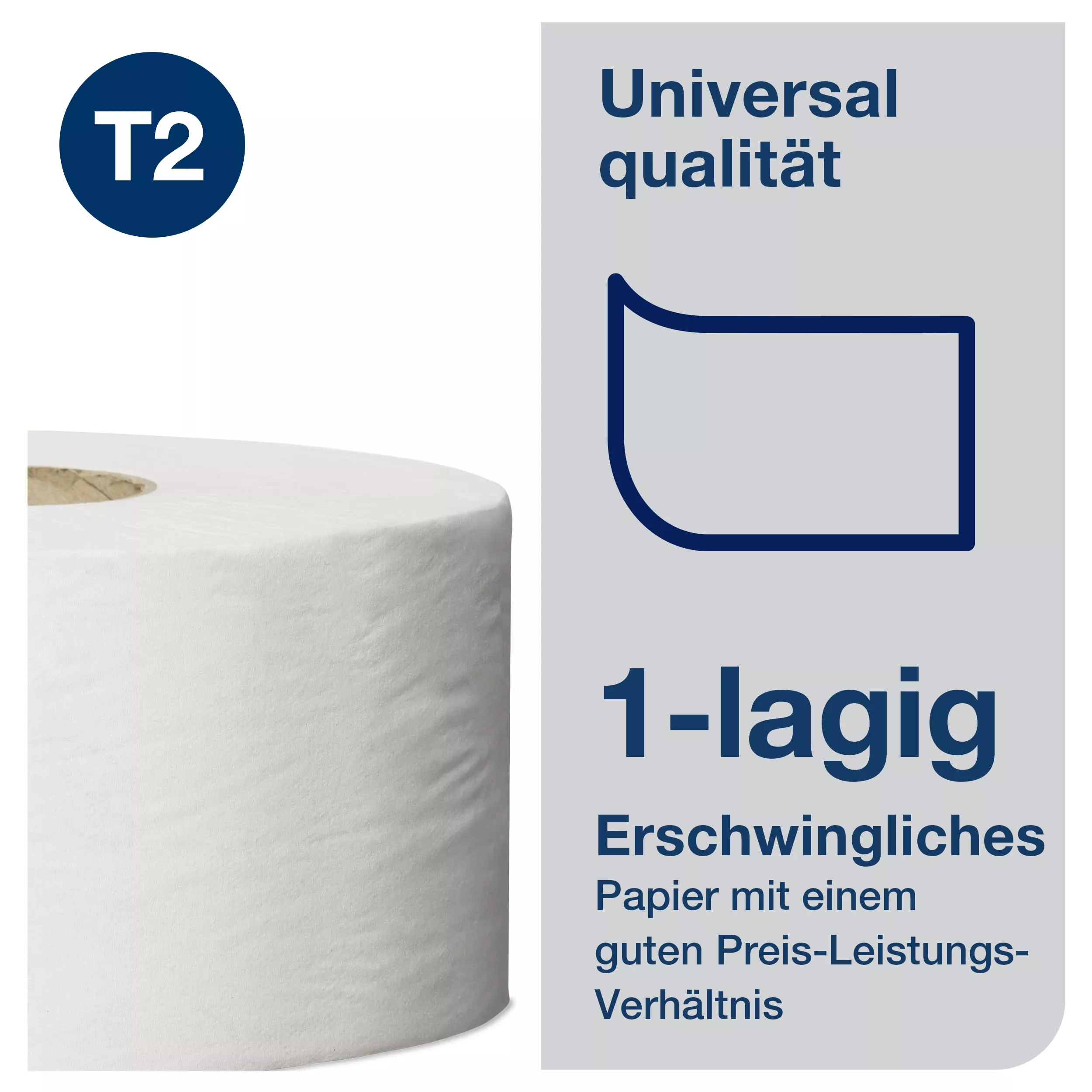 Tork Mini Jumbo Toilettenpapier Weiß T2, Universal, 1-lagig, 12 × 240 Meter, 110163