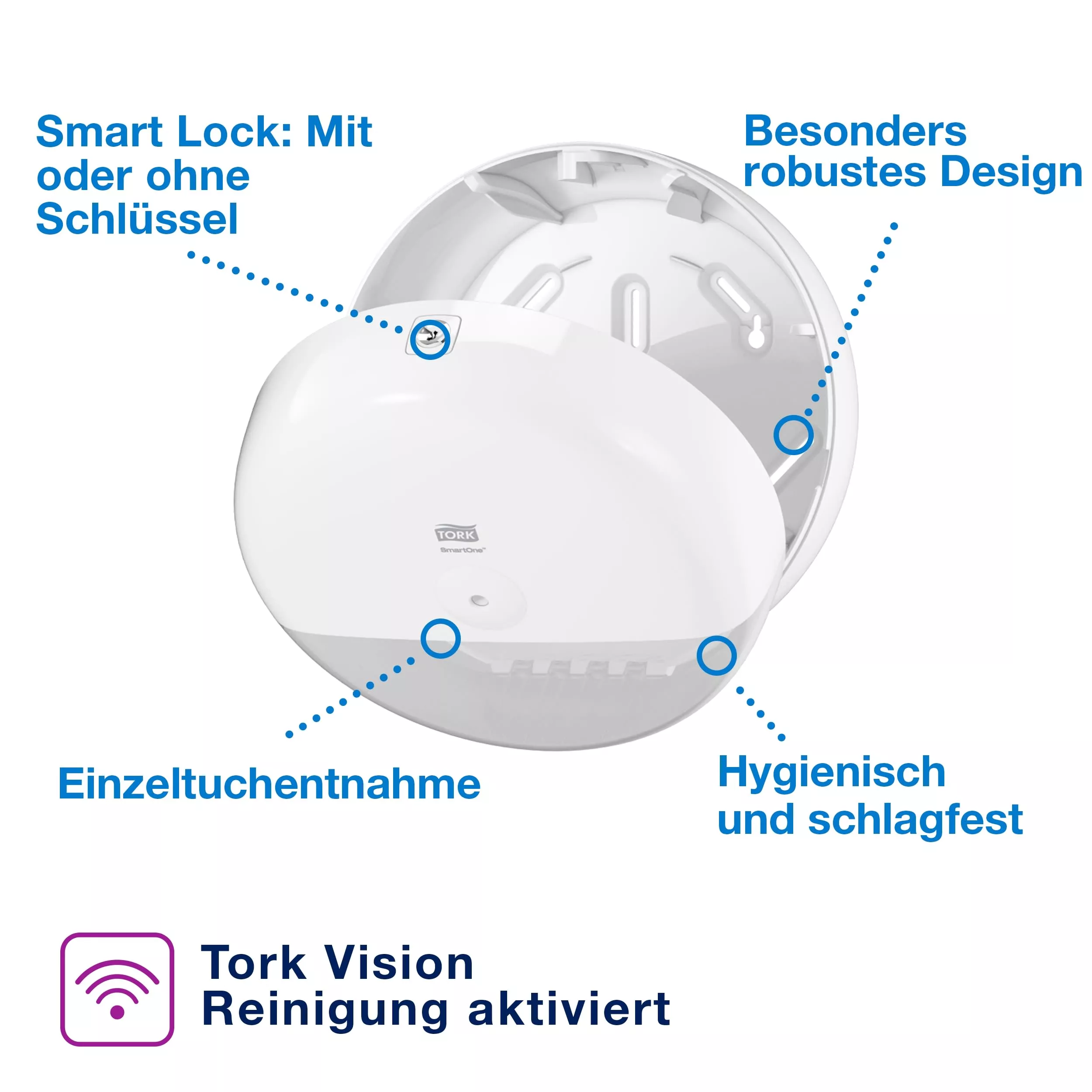 Tork SmartOne® Spender für Toilettenpapier Weiß T8, Hohe Kapazität, Elevation Linie, 680000